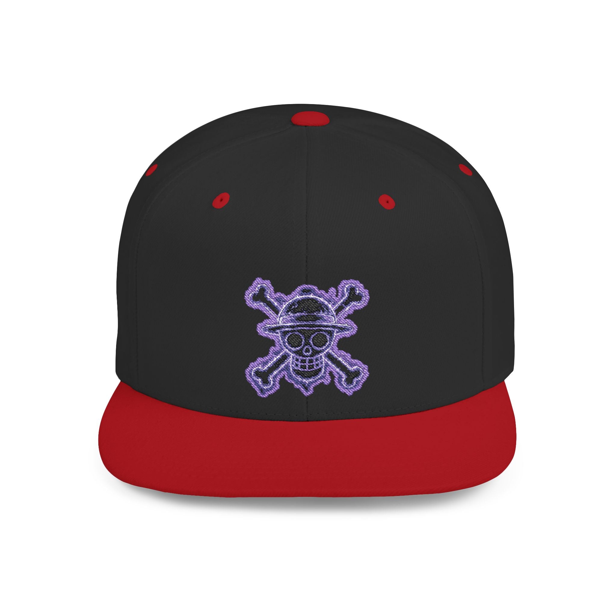 Purple Glitter Skull Snapback Hat - Flat Bill Adjustable Cap