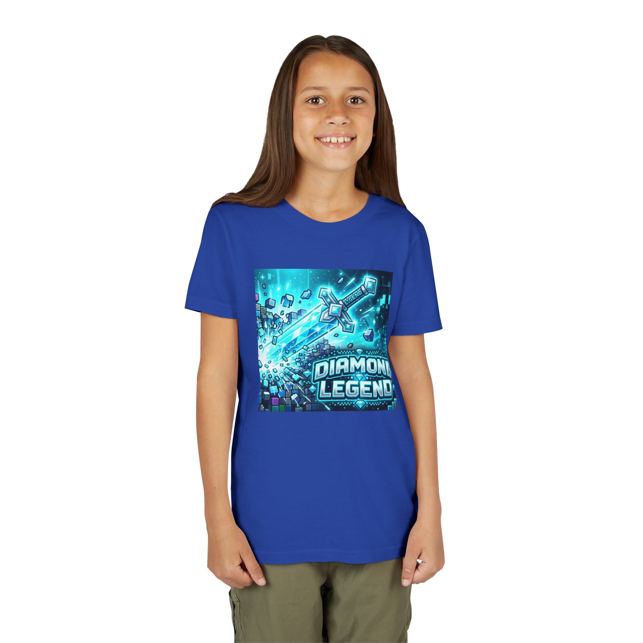Youth Diamond Legend Tee — Pixel Minecraft-Style Gem Graphic Shirt
