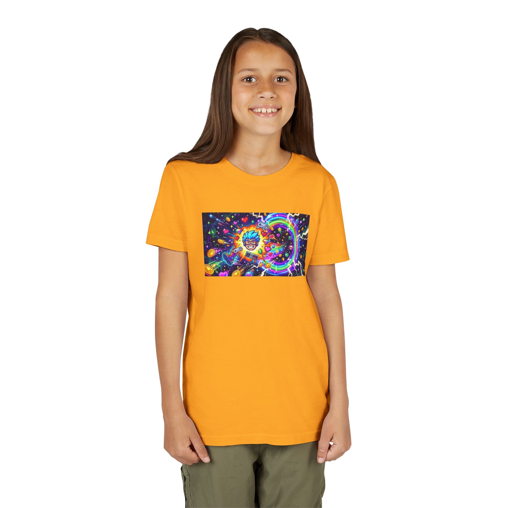 Kids Gaming Tee — Neon Rainbow Portal Gamer Shirt