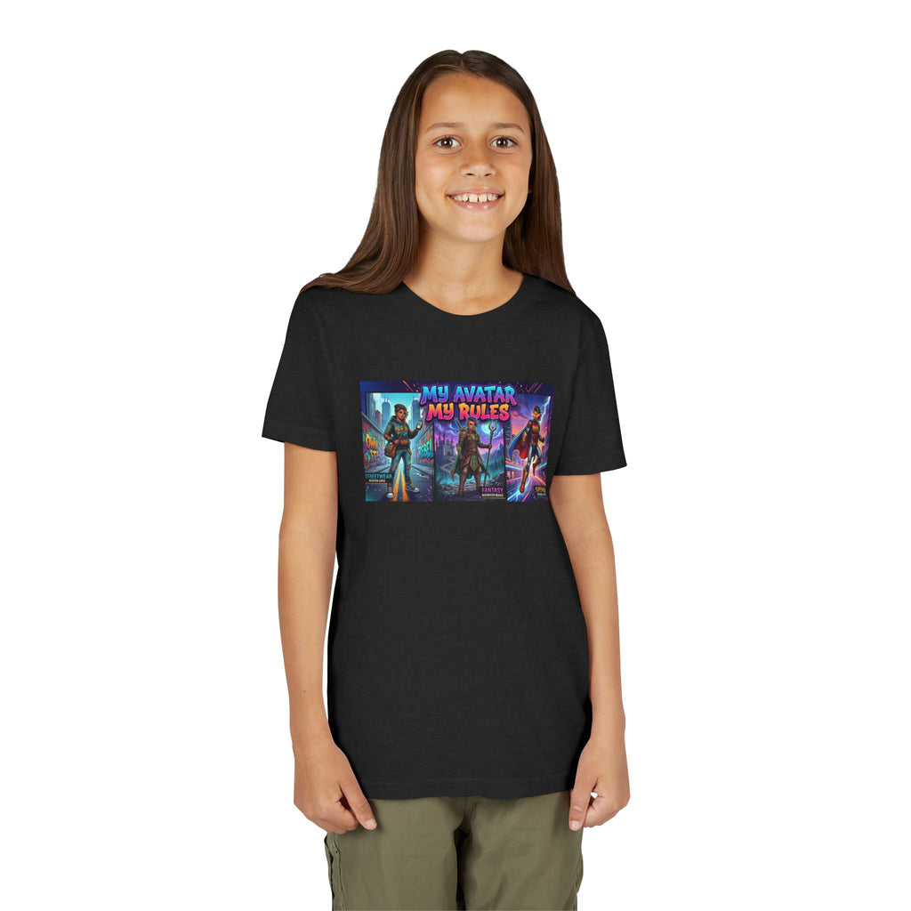 Youth Tee — “MY AVATAR MY RULES” Customizable Character Graphic
