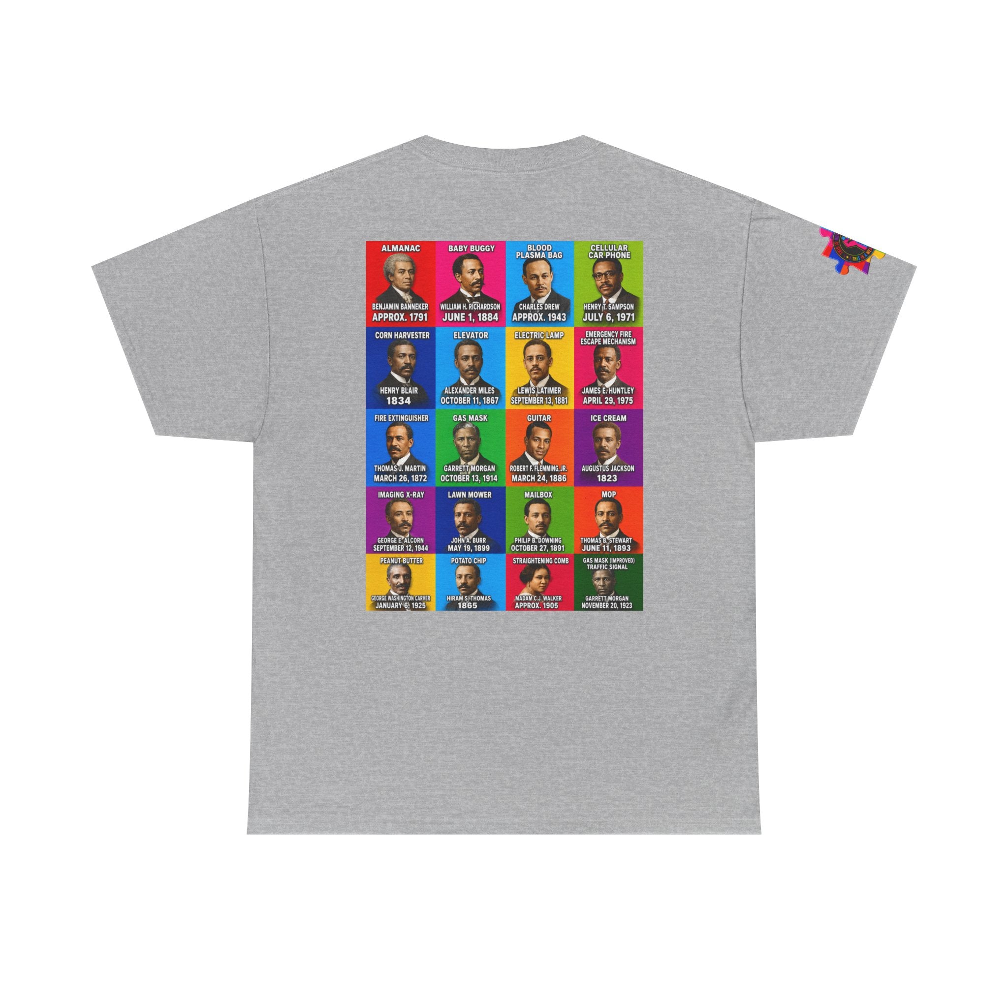 Black inventors Grid T‑Shirt — Colorful Historical Portraits Tee