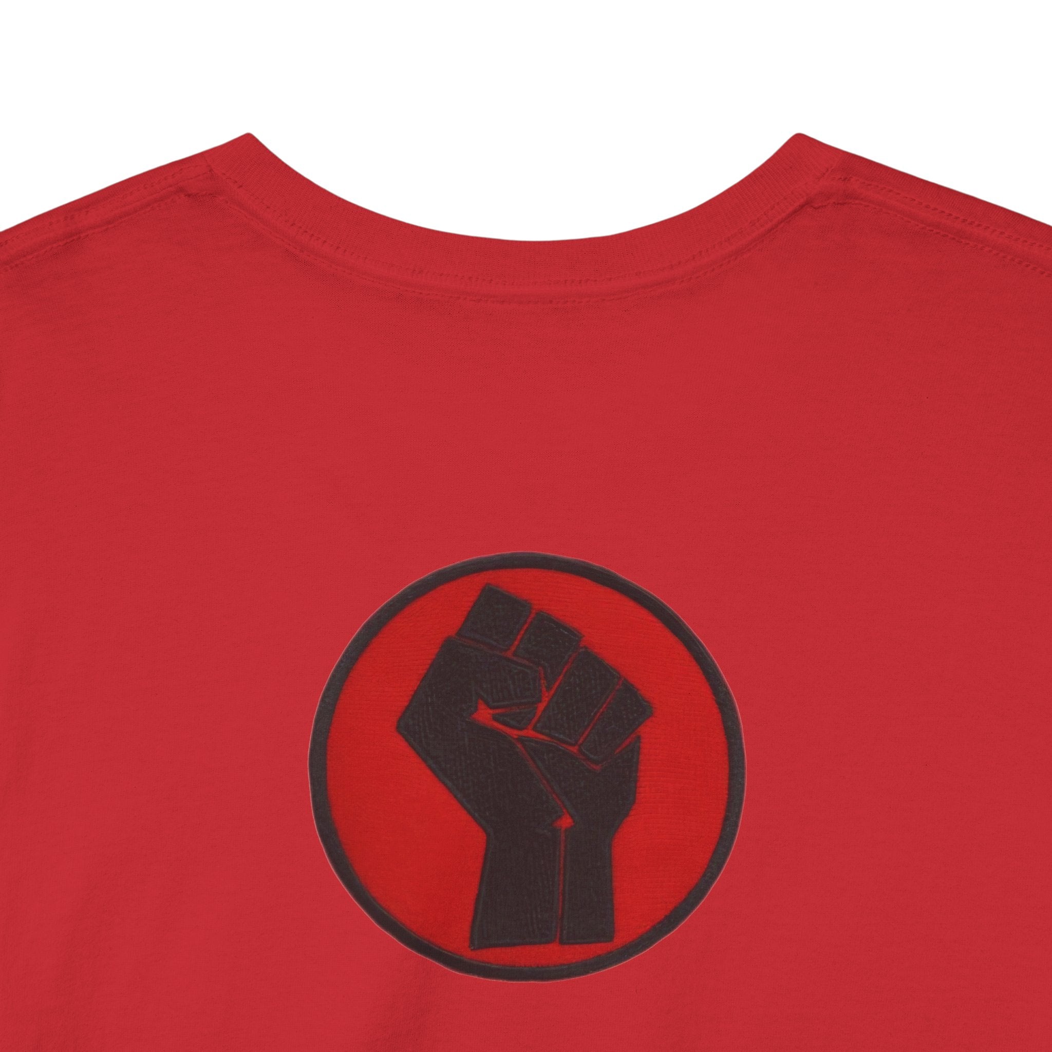 Basketball Jumpman Tee — Retro Skyline Graphic T-Shirt with Red Fist Back Emblem
