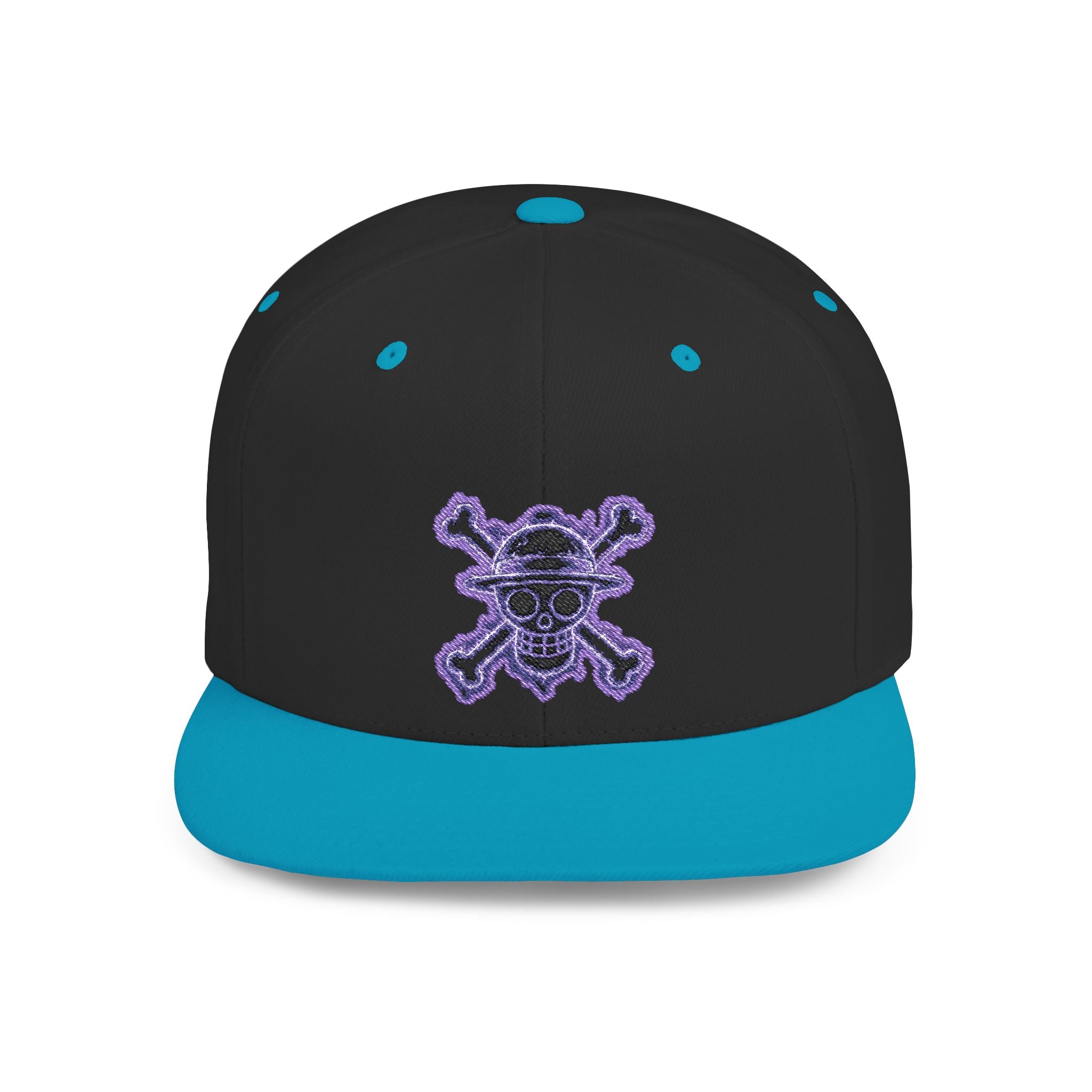 Purple Glitter Skull Snapback Hat - Flat Bill Adjustable Cap