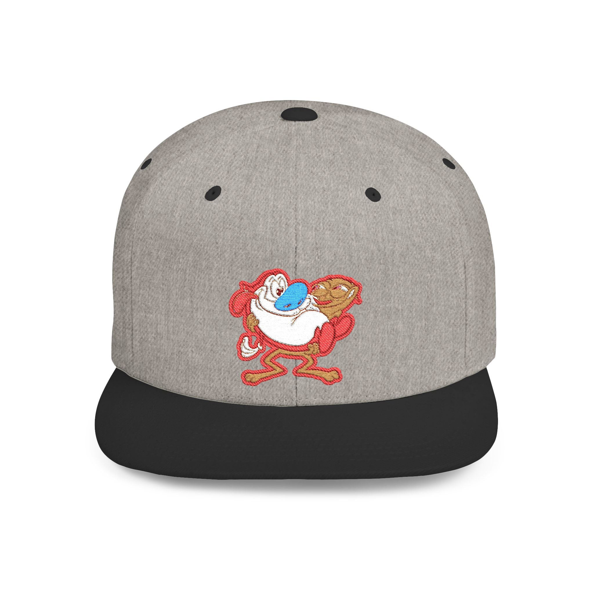 Retro Cartoon Egg Character Flat Bill Snapback Hat