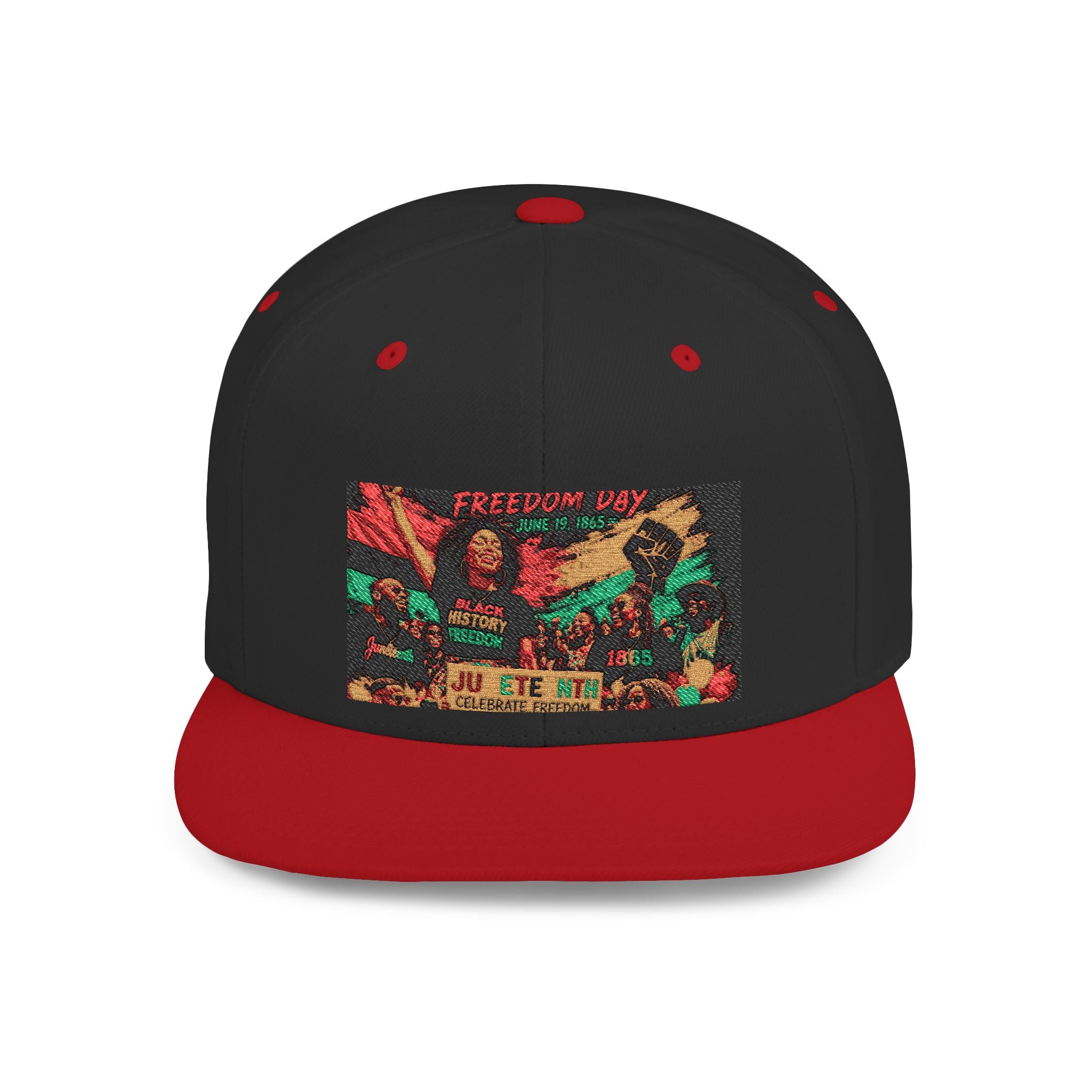 Reggae Vibes Flat Bill Snapback Hat — Colorful Rasta Music Patch