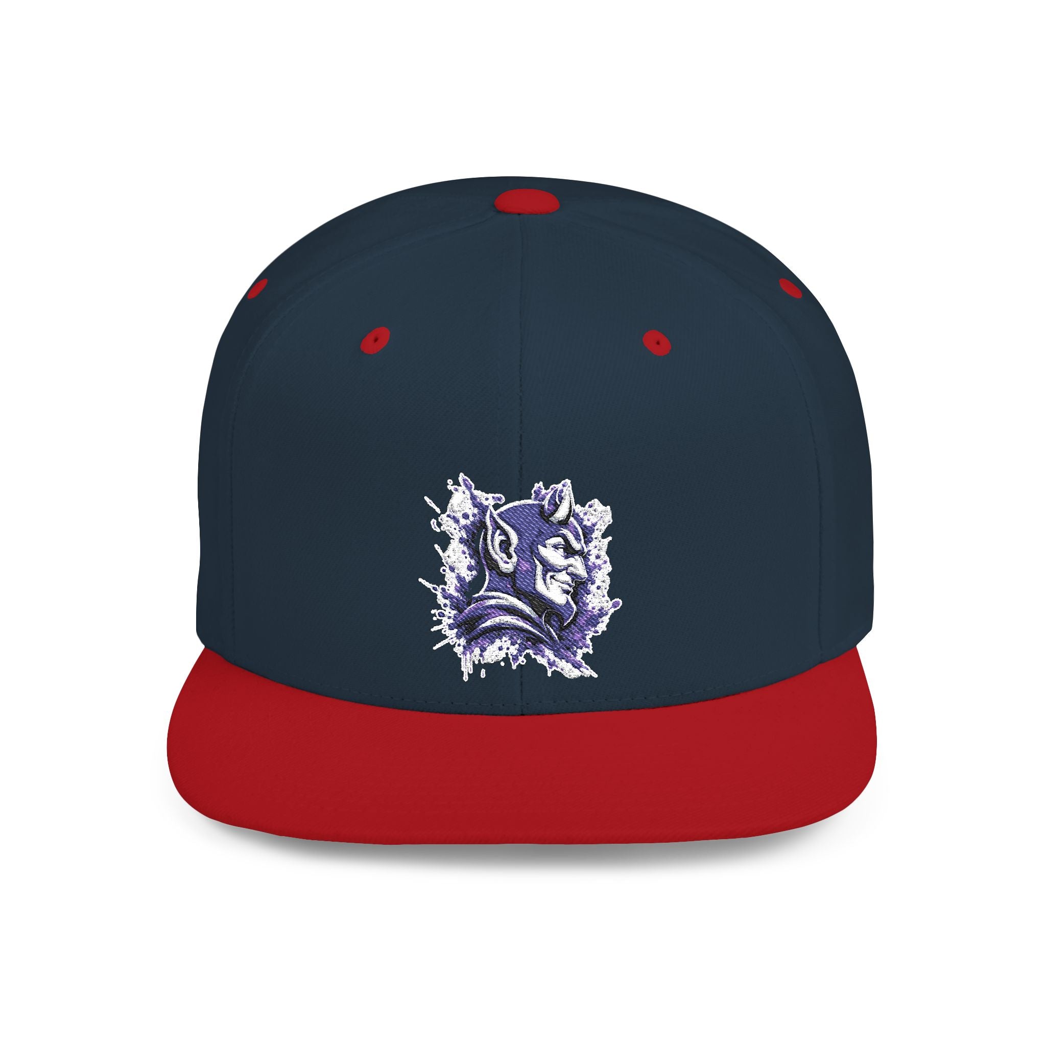 Snapback Hat — Abstract Purple Splash Crown Embroidered Flat Bill