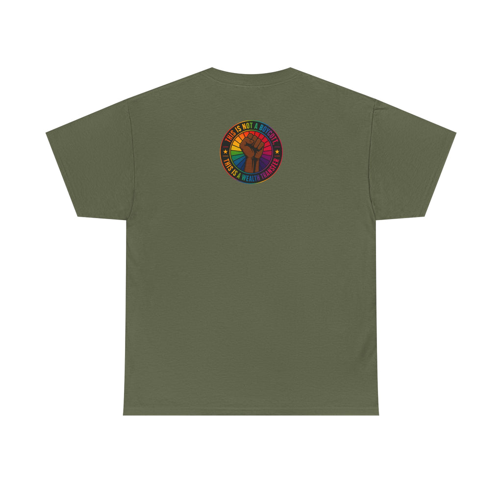 Graphic Tee — "I'm White, But Not THAT White" Illustration with Back Raised Fist Logo