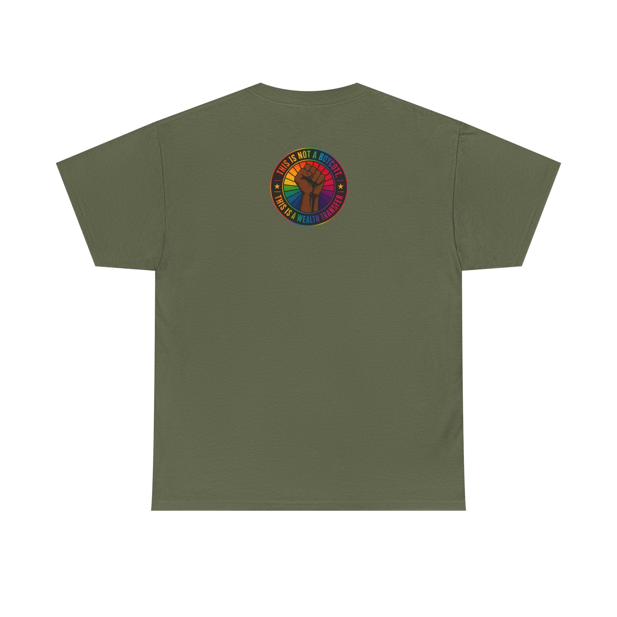 Graphic Tee — "I'm White, But Not THAT White" Illustration with Back Raised Fist Logo