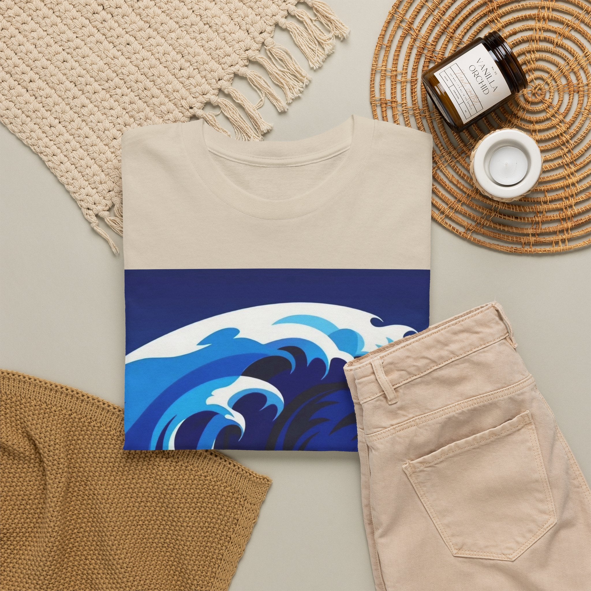 T-Shirt — Coastal Wave Graphic Tee (Ocean Sunset Wave Art)