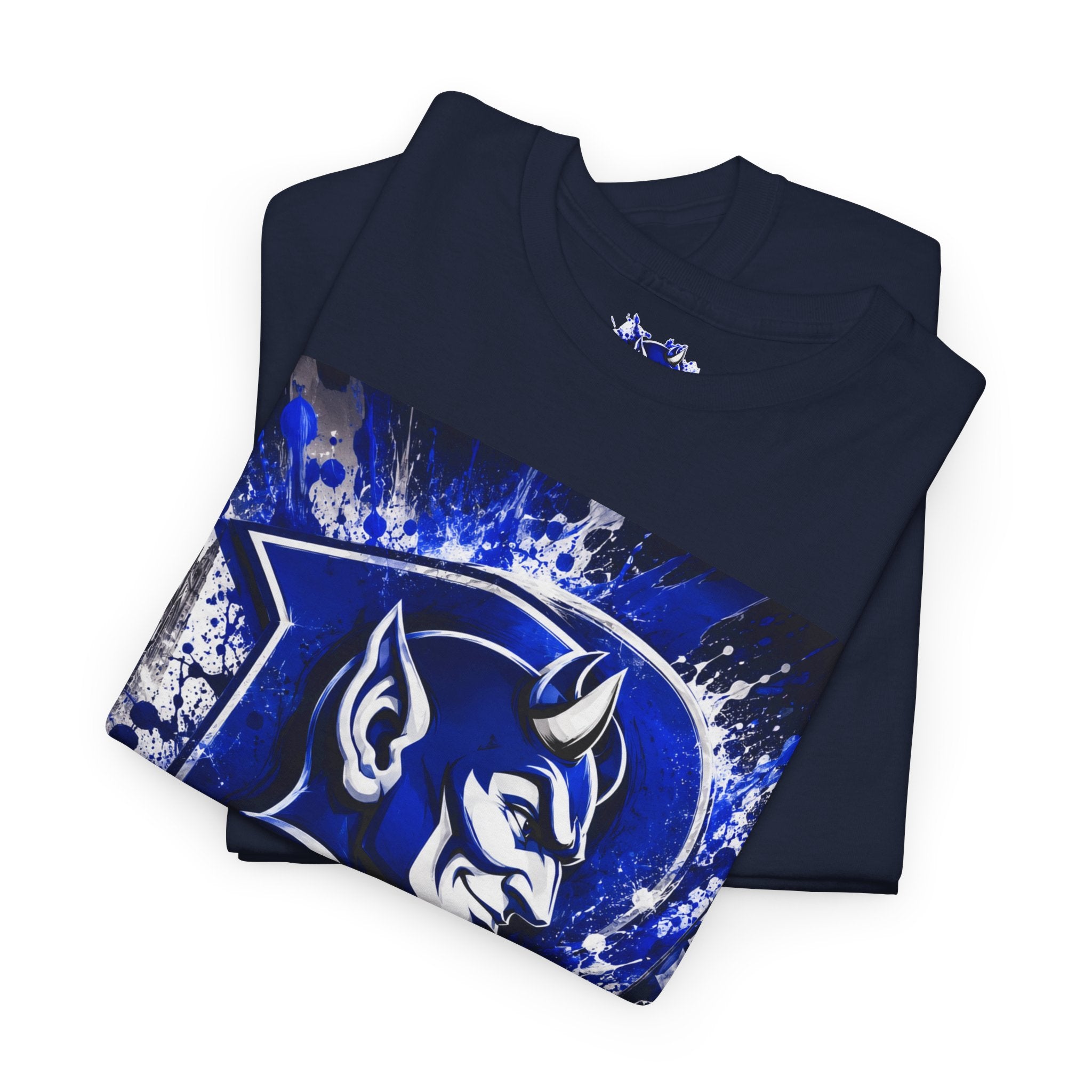 Duke Blue Devils Graphic Tee — Splatter Devil Logo T‑Shirt