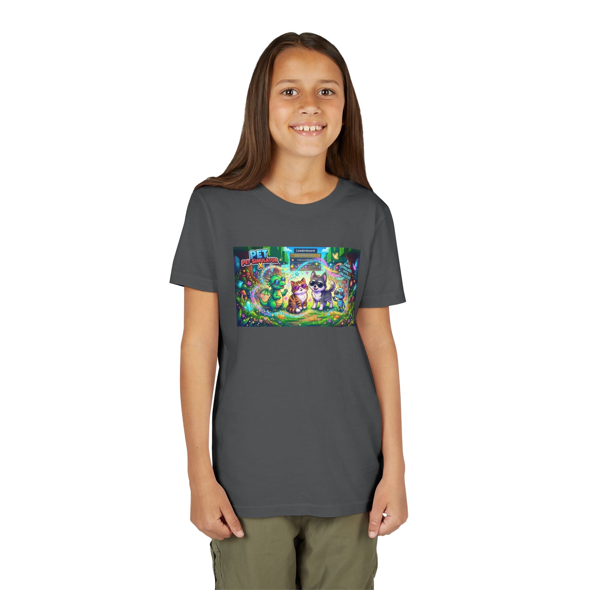 Cute Fantasy Pets Sunglasses Tee — Dragon, Cat, Wolf & Robot Pets