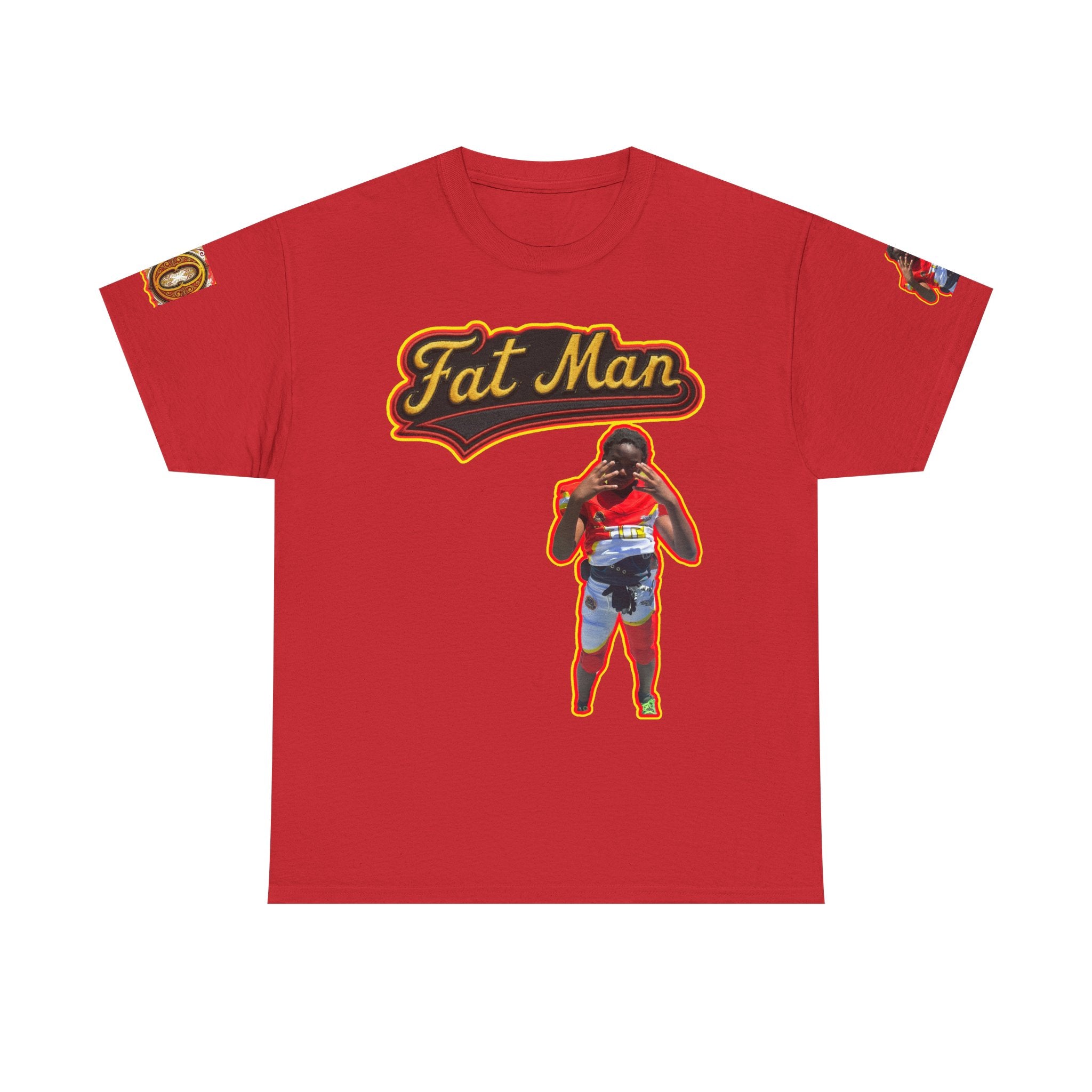 Fat Man Graphic Tee — Retro Boxing Design with '10' Back Patch
