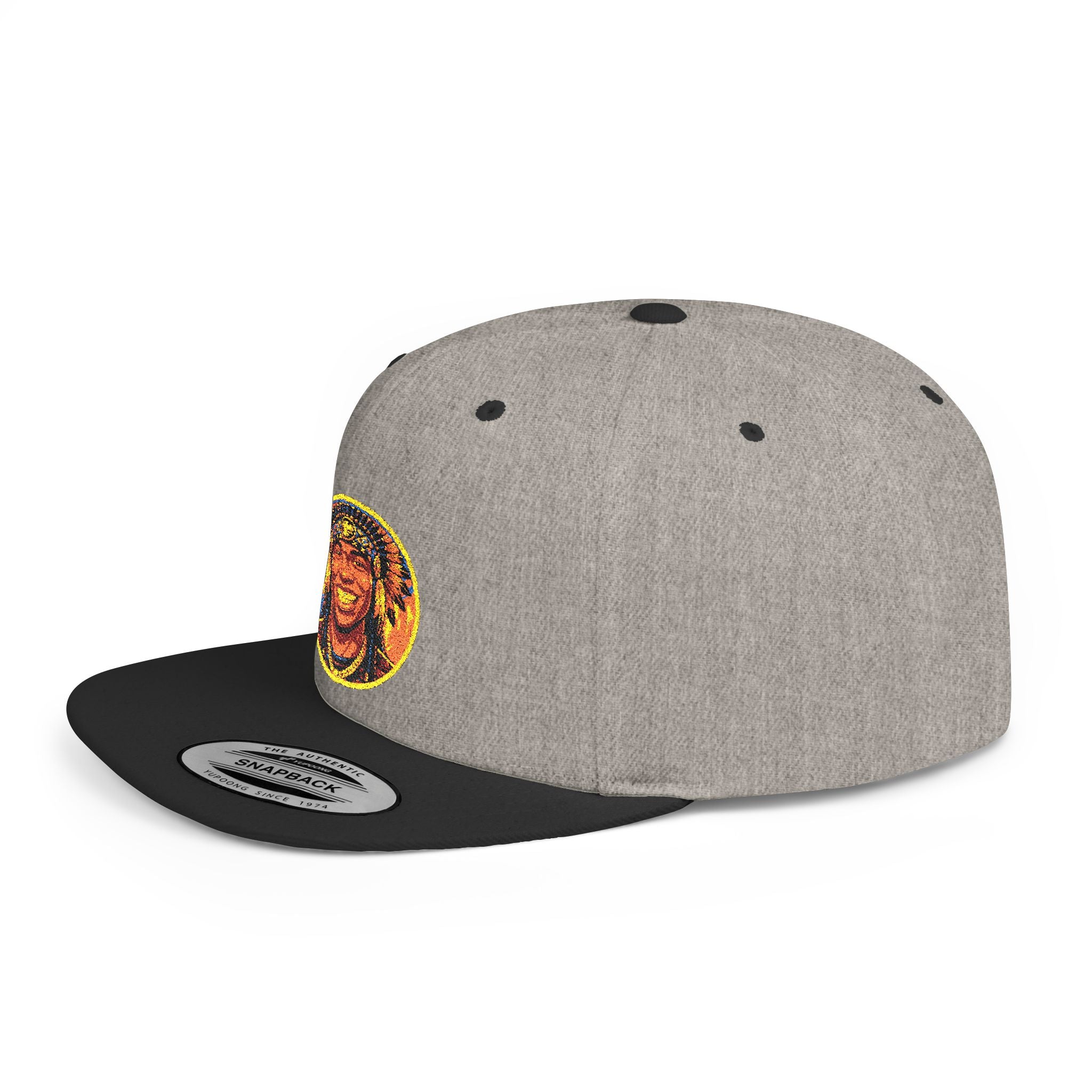 Snapback Hat — Vibrant Tribal Lion Patch Flat Bill Cap