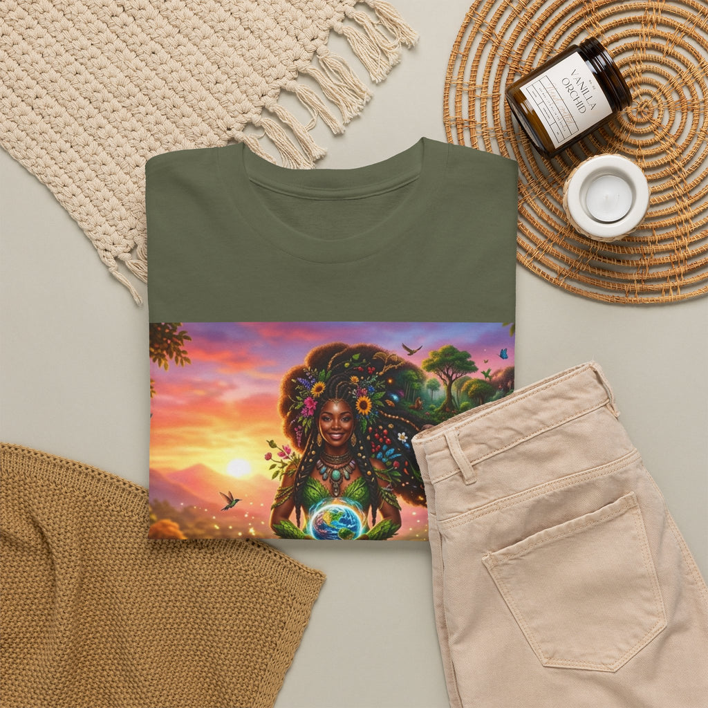 Earth Goddess T-Shirt — Vibrant Floral Nature Mother Graphic Tee