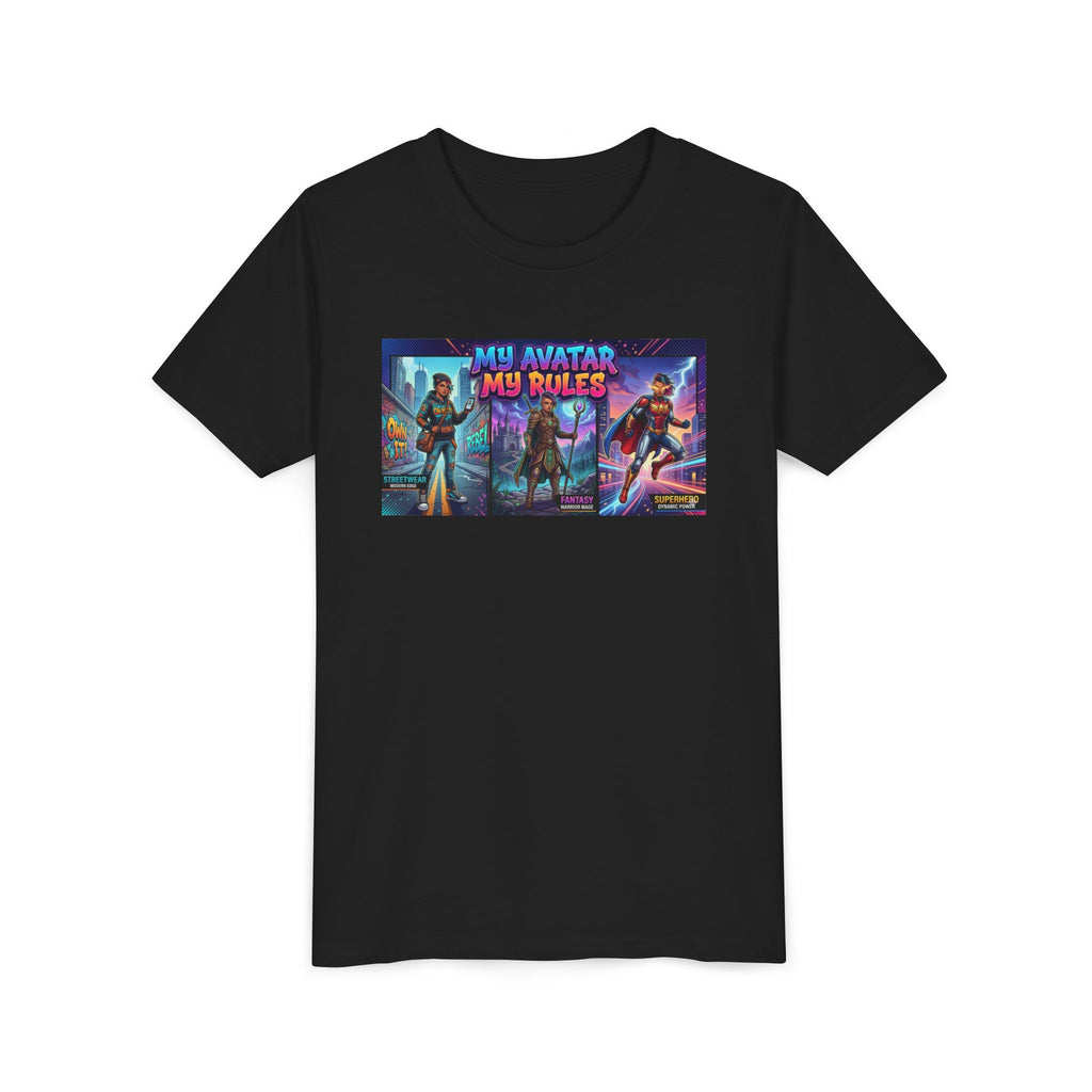 Youth Tee — “MY AVATAR MY RULES” Customizable Character Graphic