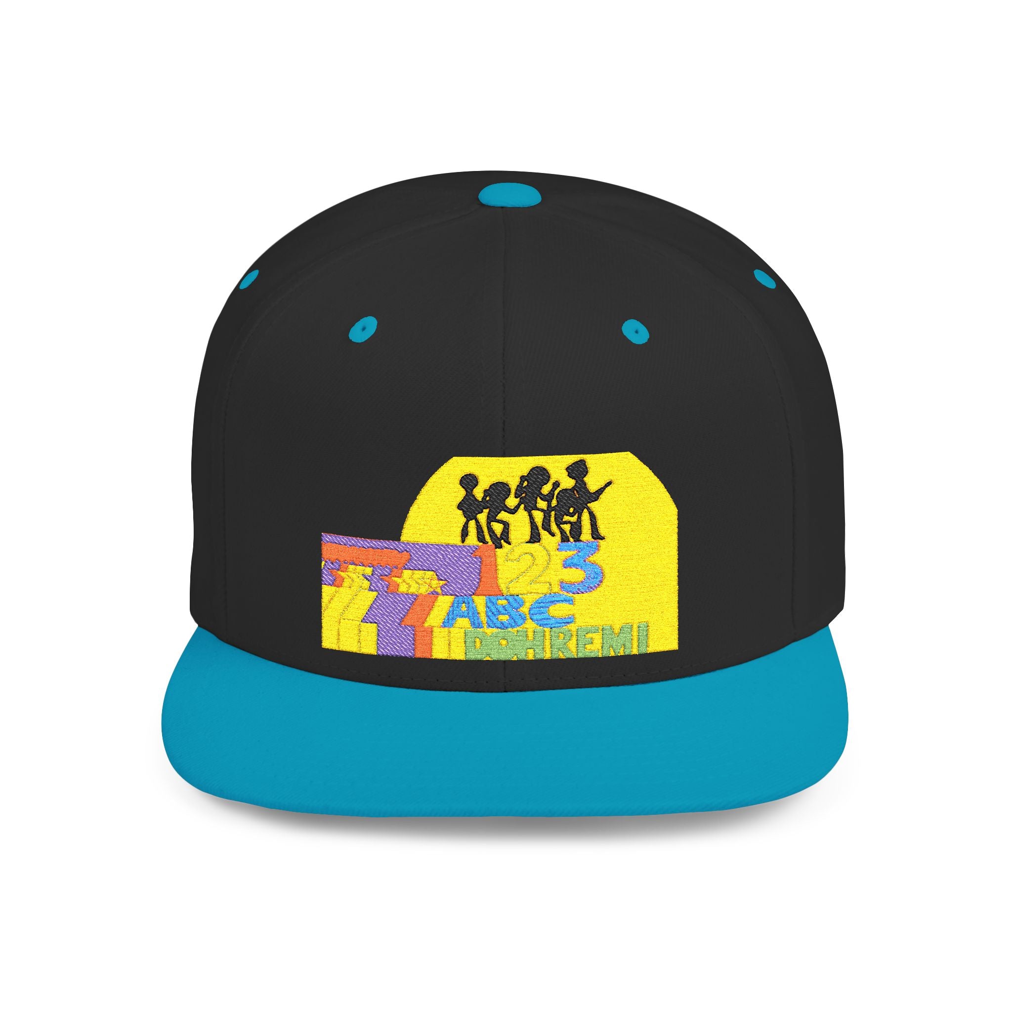 Flat Bill Snapback Hat — Retro Dance Crew Graphic Cap