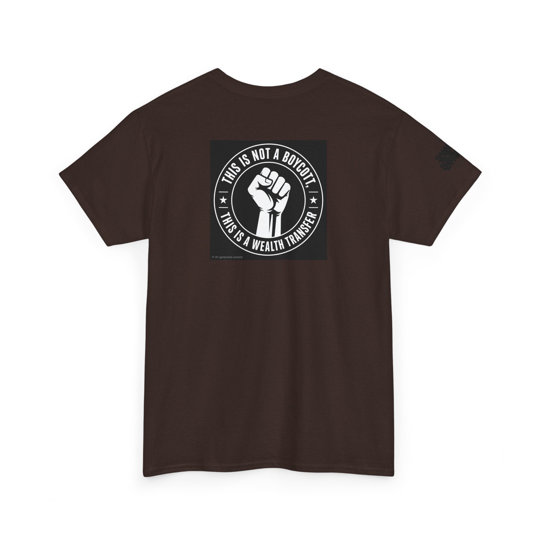 Graphic Tee — 'This Is Not A Boycott, This Is A Wealth Transfer' Back Print with Reading Child Artwork