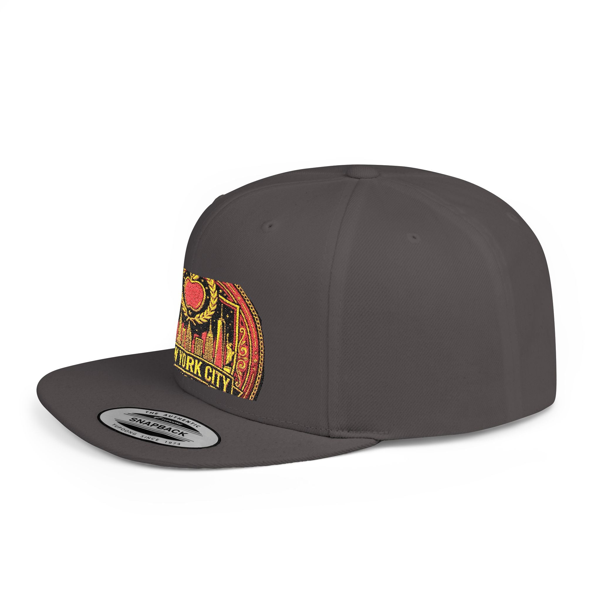New York City Flat Bill Snapback Hat – Retro Skyline Patch Cap