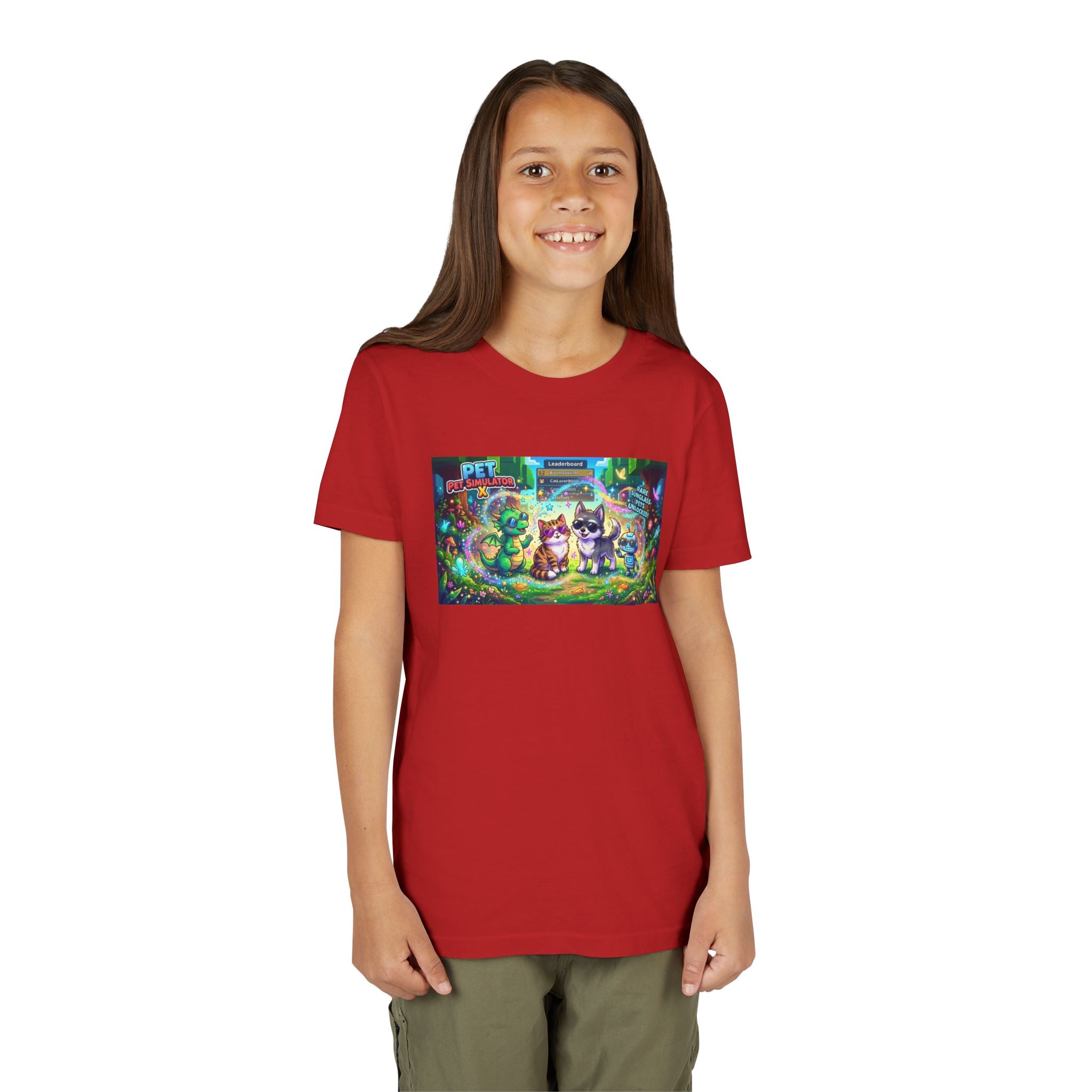 Cute Fantasy Pets Sunglasses Tee — Dragon, Cat, Wolf & Robot Pets