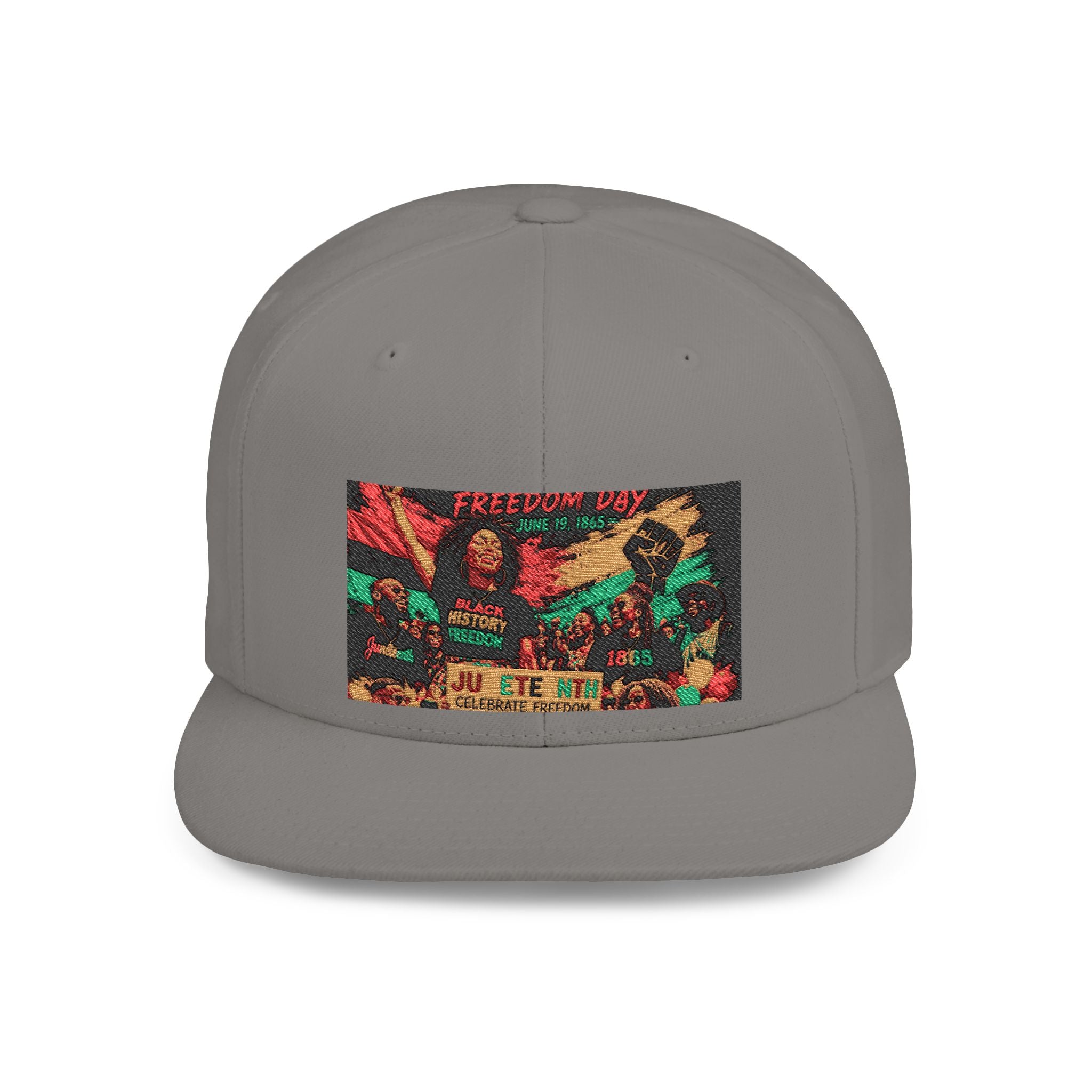 Reggae Vibes Flat Bill Snapback Hat — Colorful Rasta Music Patch