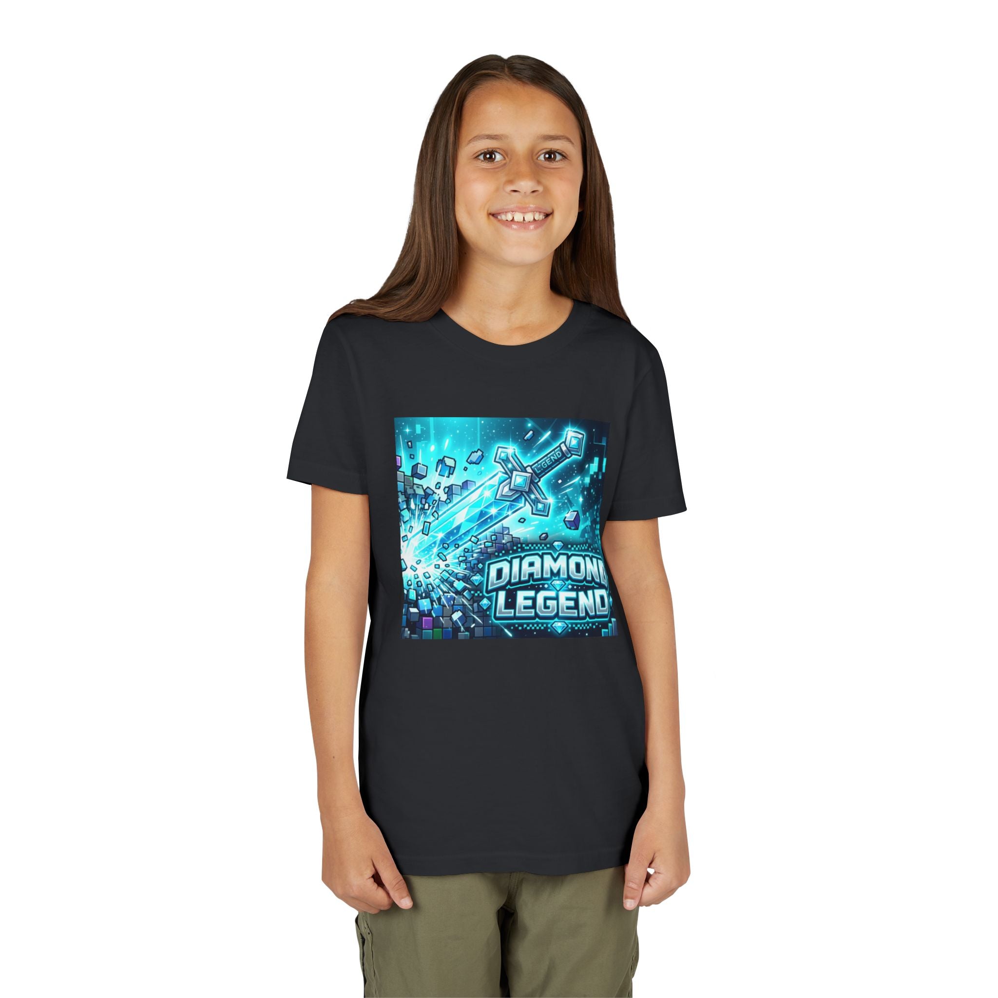 Youth Diamond Legend Tee — Pixel Minecraft-Style Gem Graphic Shirt