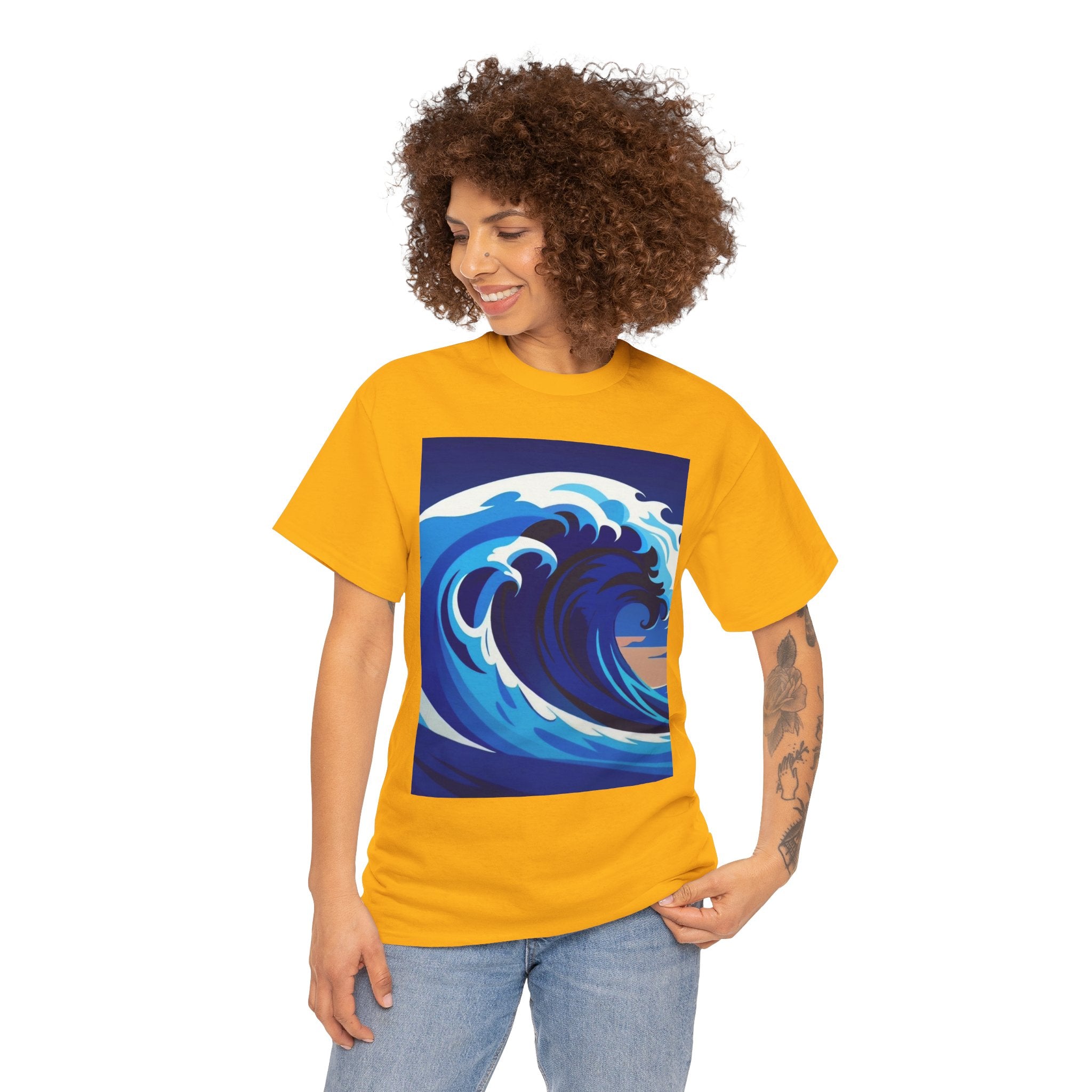 T-Shirt — Coastal Wave Graphic Tee (Ocean Sunset Wave Art)