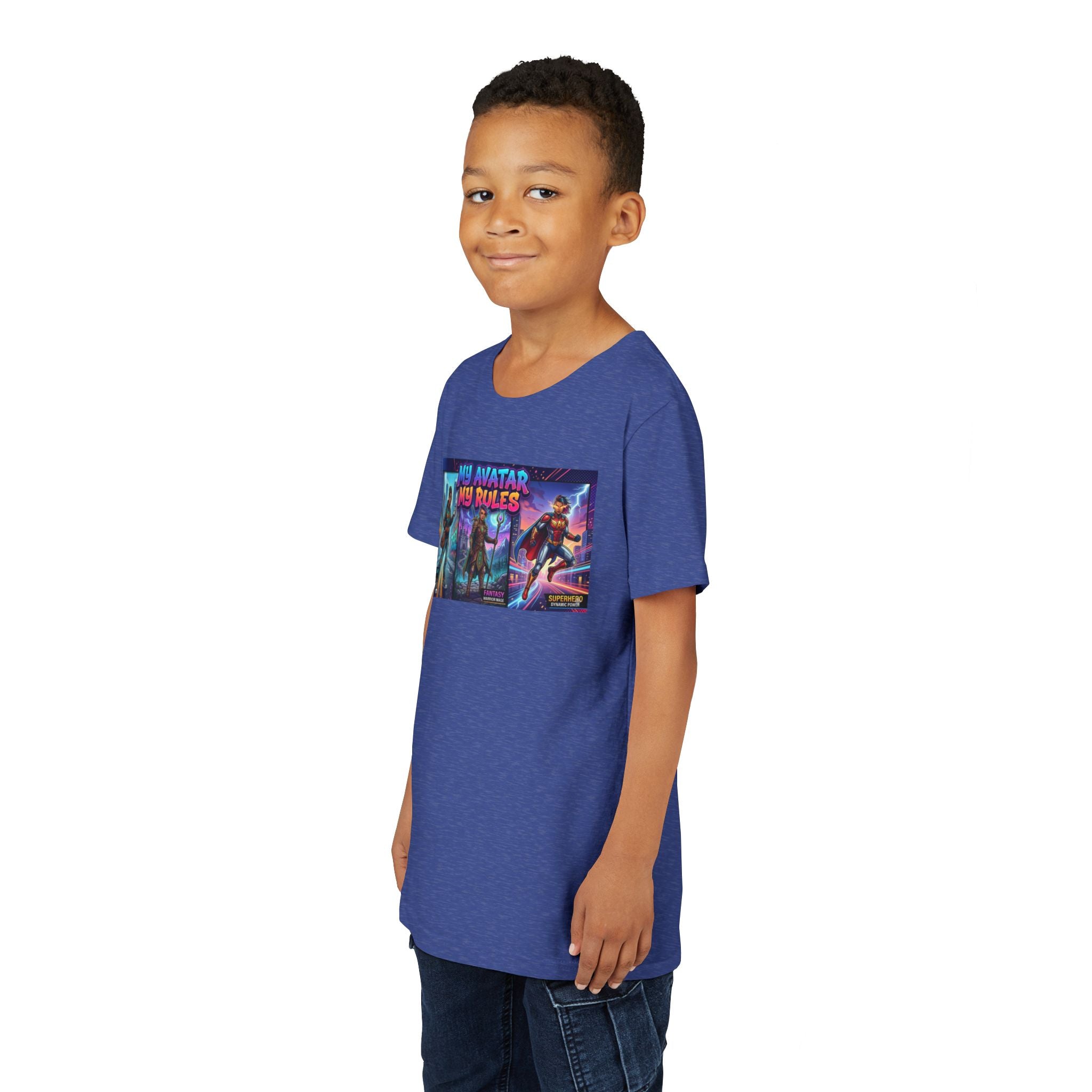 Youth Tee — “MY AVATAR MY RULES” Customizable Character Graphic