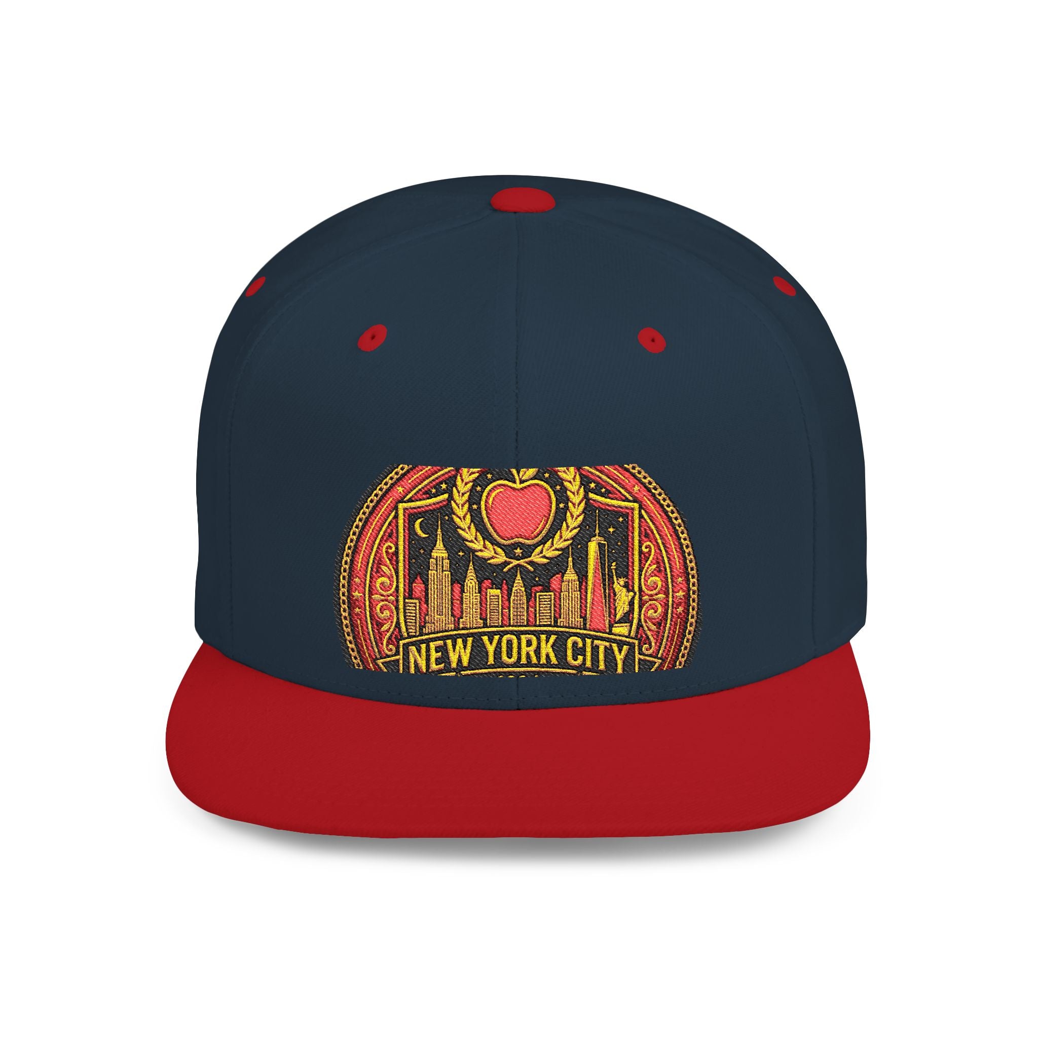 New York City Flat Bill Snapback Hat – Retro Skyline Patch Cap