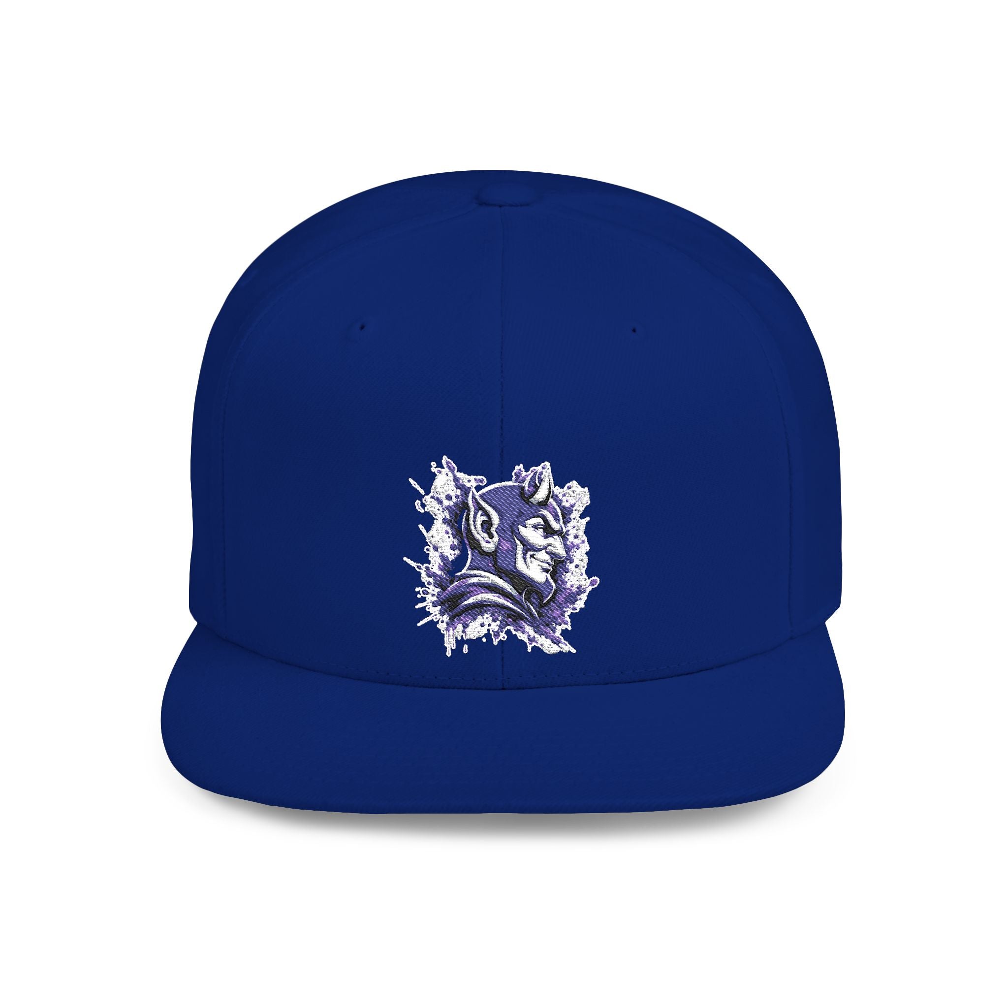 Snapback Hat — Abstract Purple Splash Crown Embroidered Flat Bill