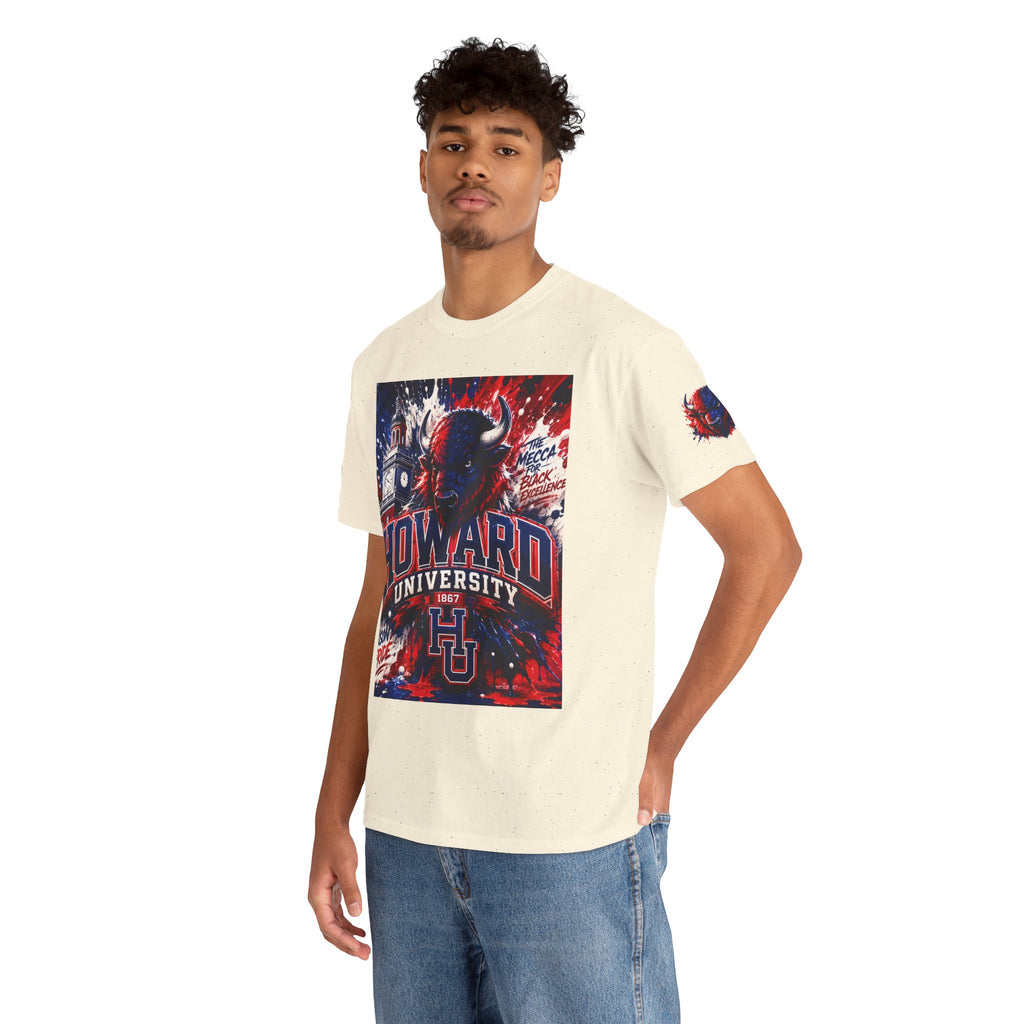 Howard University Buffalo Spirit Tee — HU Bison Red & Blue Campus Shirt