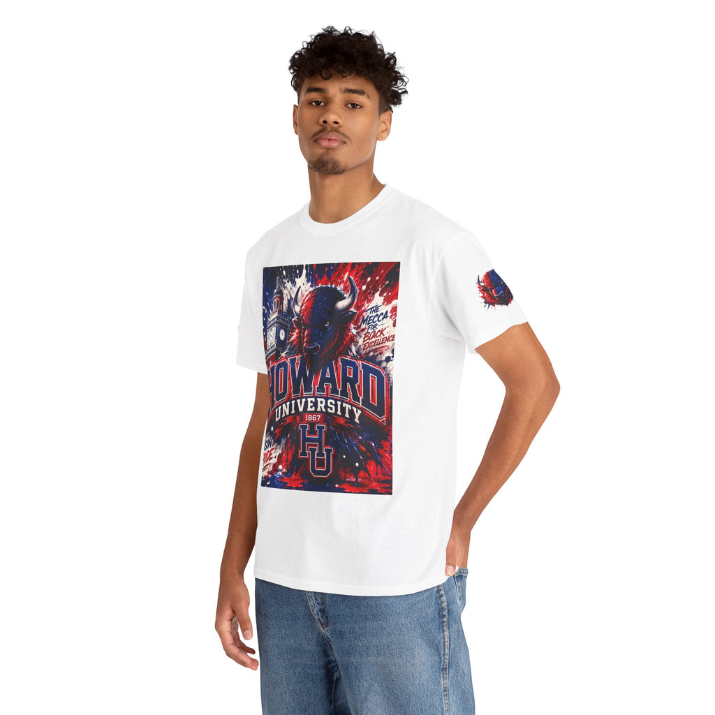 Howard University Buffalo Spirit Tee — HU Bison Red & Blue Campus Shirt