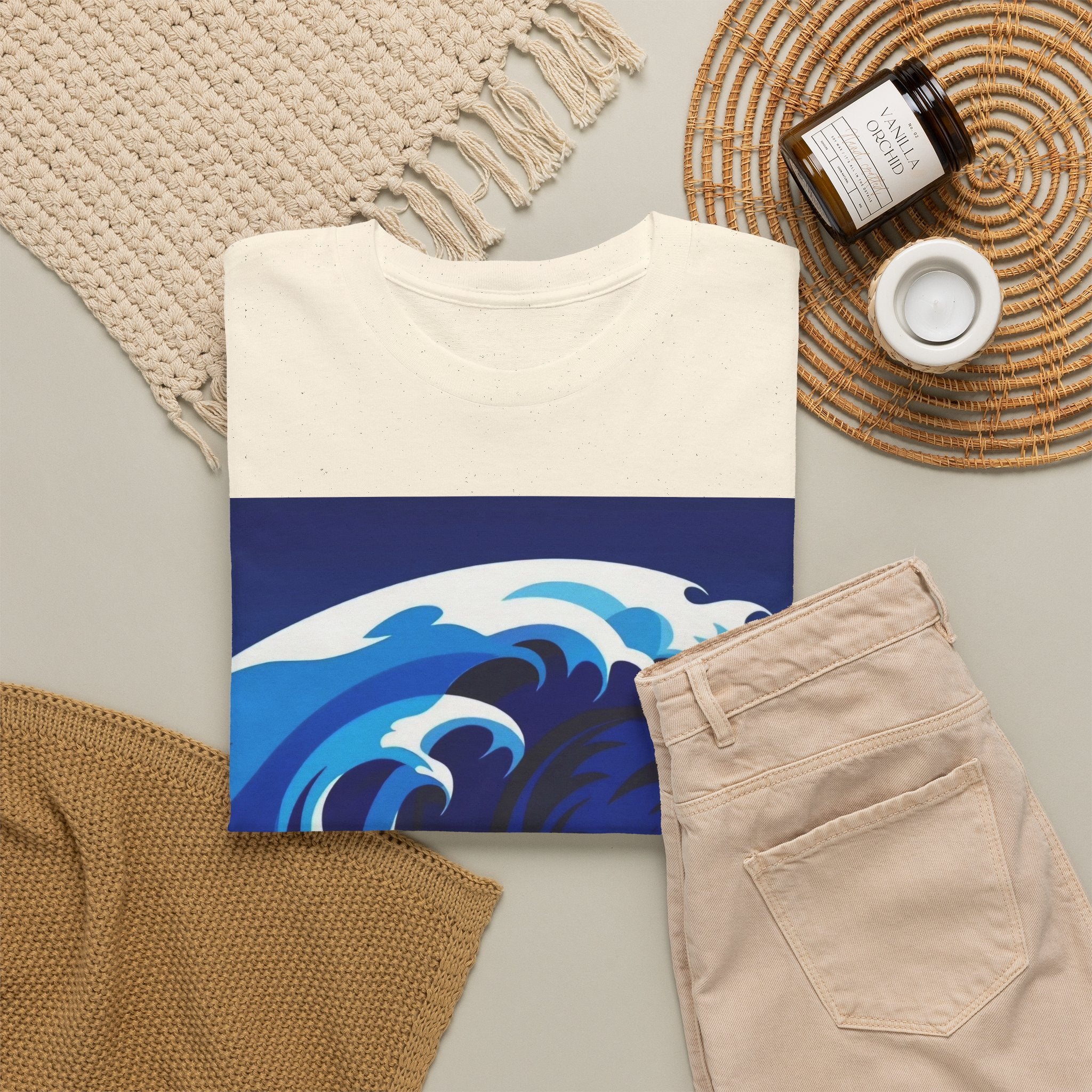 T-Shirt — Coastal Wave Graphic Tee (Ocean Sunset Wave Art)