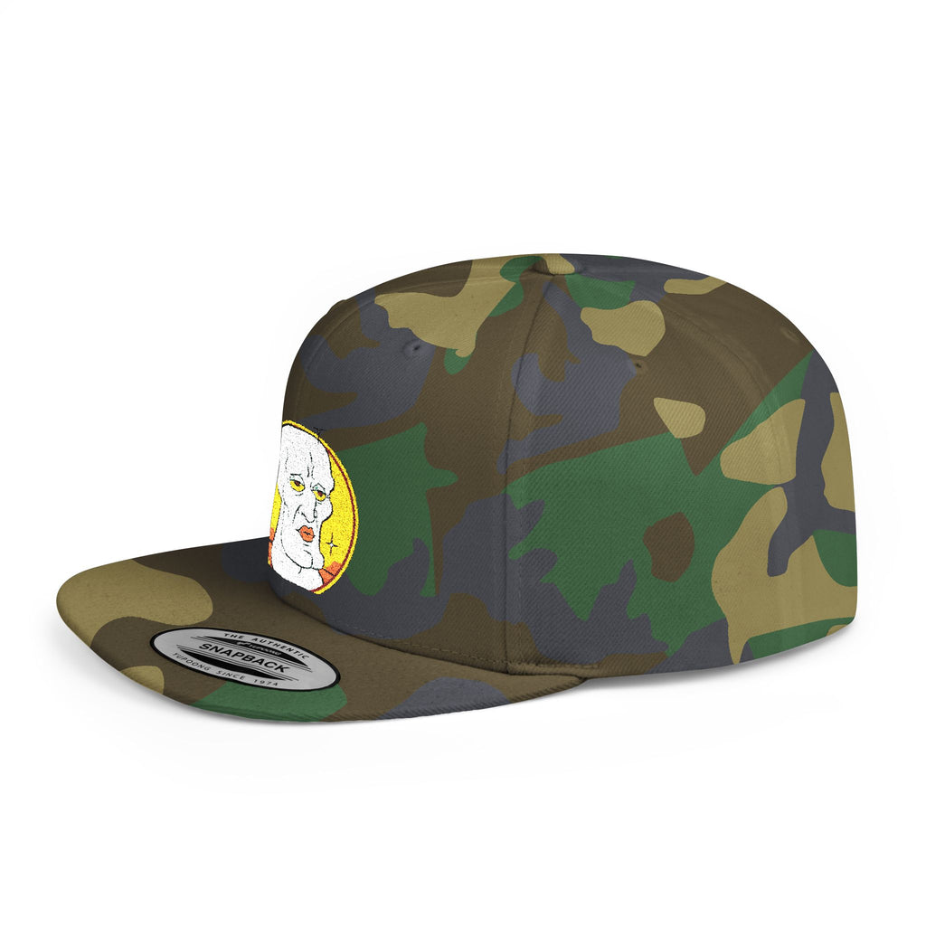Snapback Hat — Cute Cat Holding Flower Patch, Cute Kawaii Cat Embroidered Cap