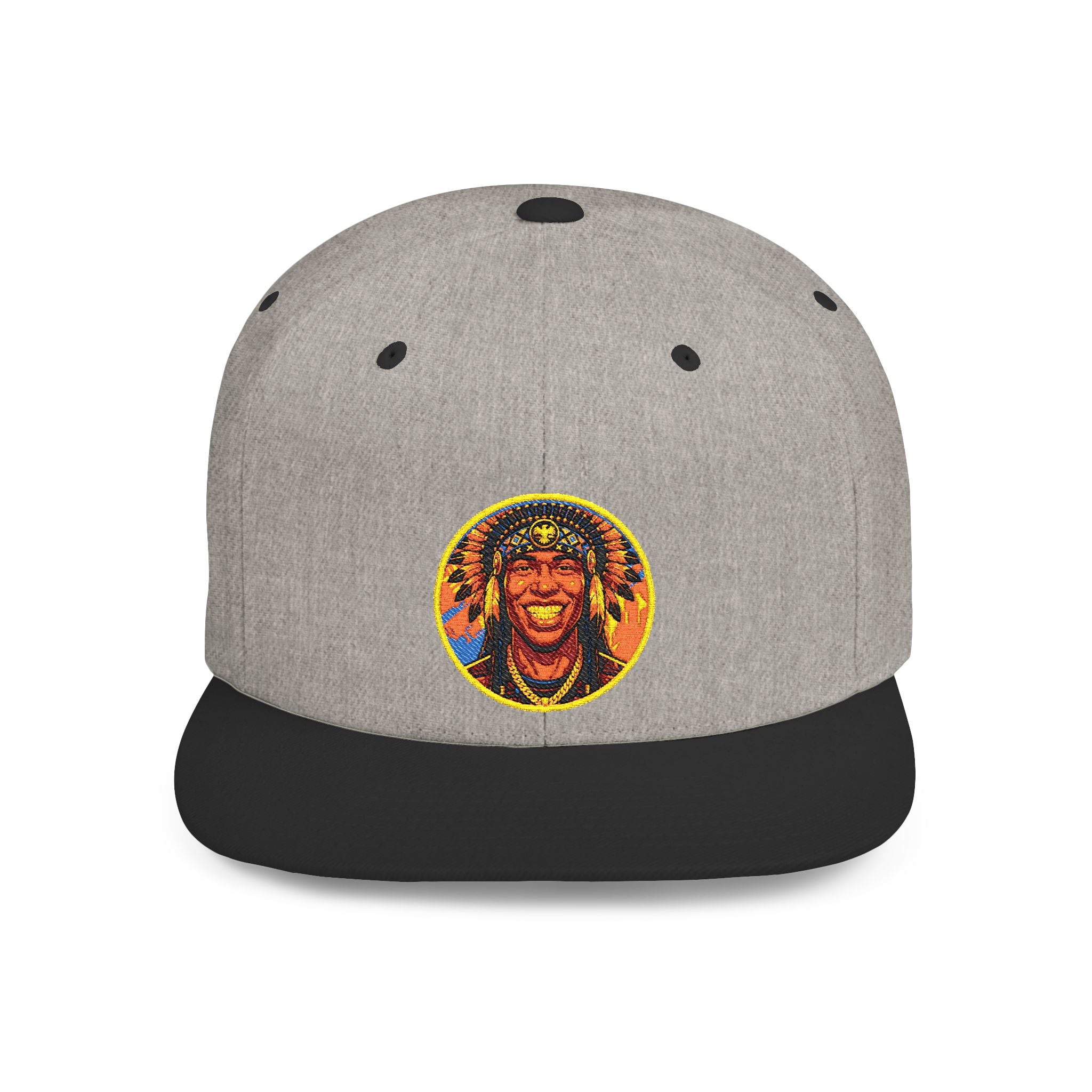 Snapback Hat — Vibrant Tribal Lion Patch Flat Bill Cap
