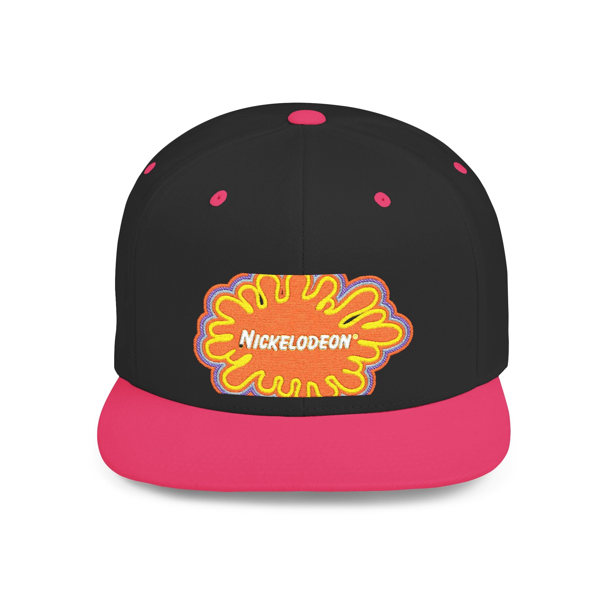 Nickelodeon Slime Logo Flat Bill Snapback Hat — Retro 90s Cartoon Cap