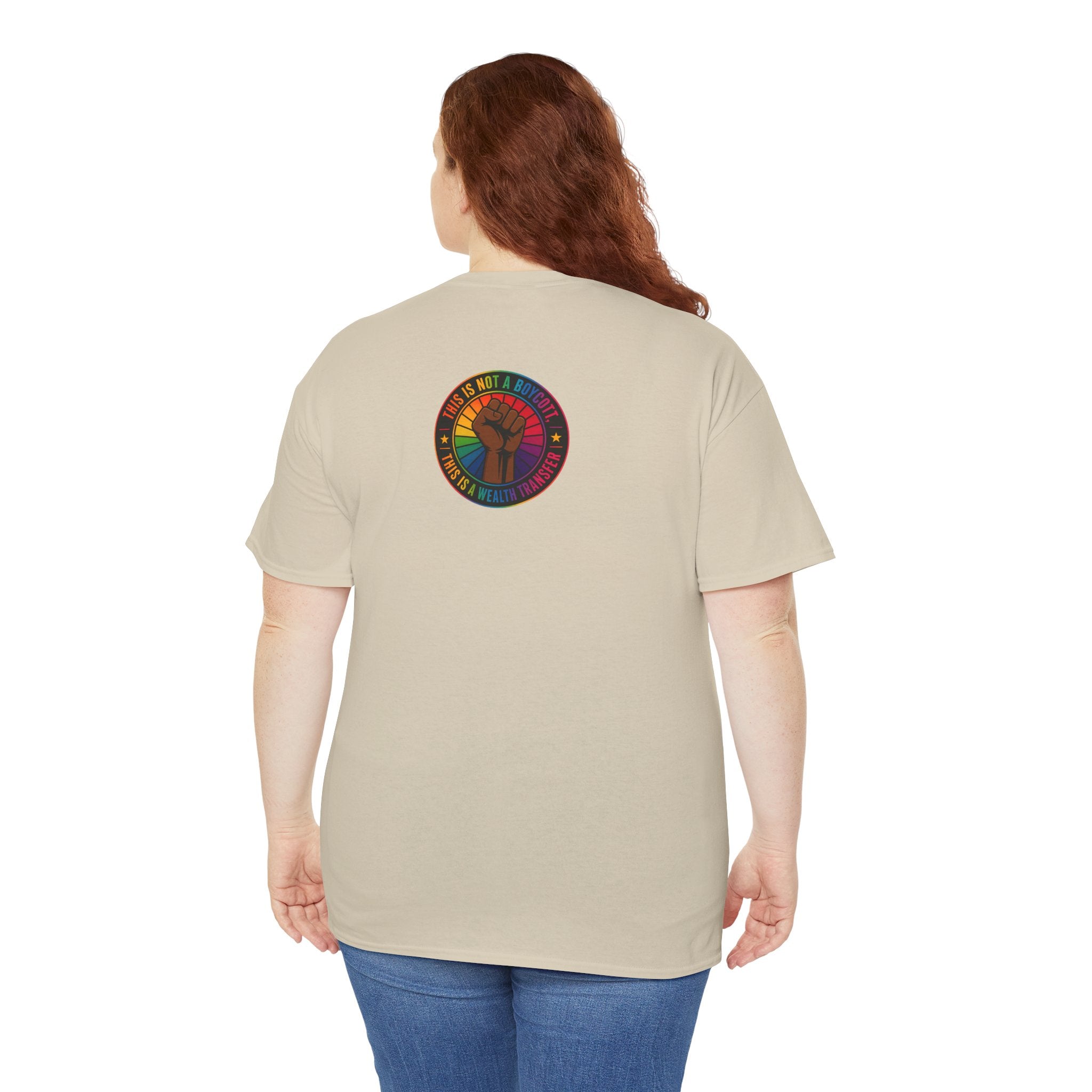 Graphic Tee — "I'm White, But Not THAT White" Illustration with Back Raised Fist Logo