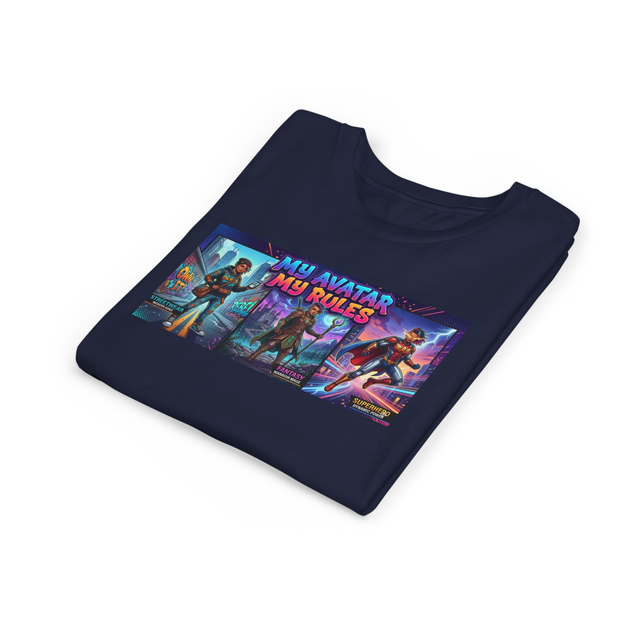 Youth Tee — “MY AVATAR MY RULES” Customizable Character Graphic