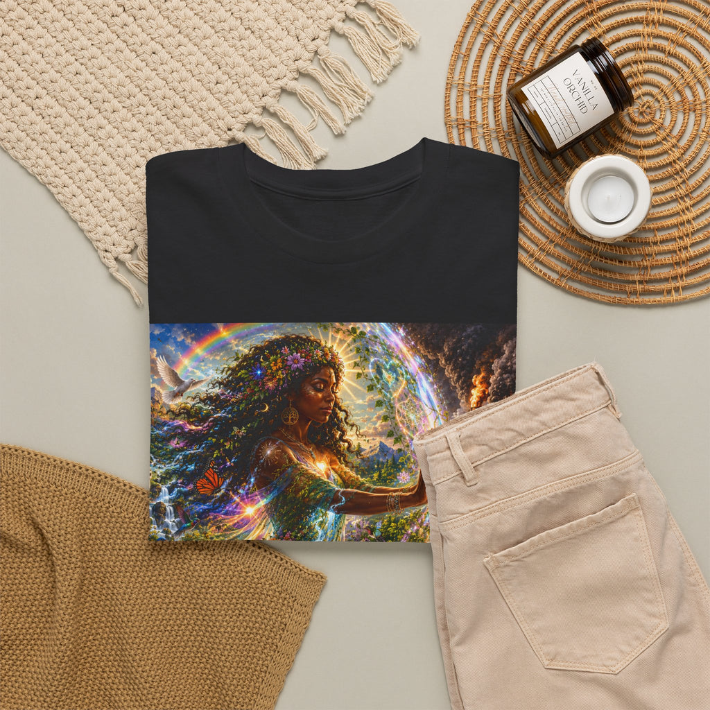Cosmic Guardian Tee — Earth Mother Spiritual Graphic T-Shirt