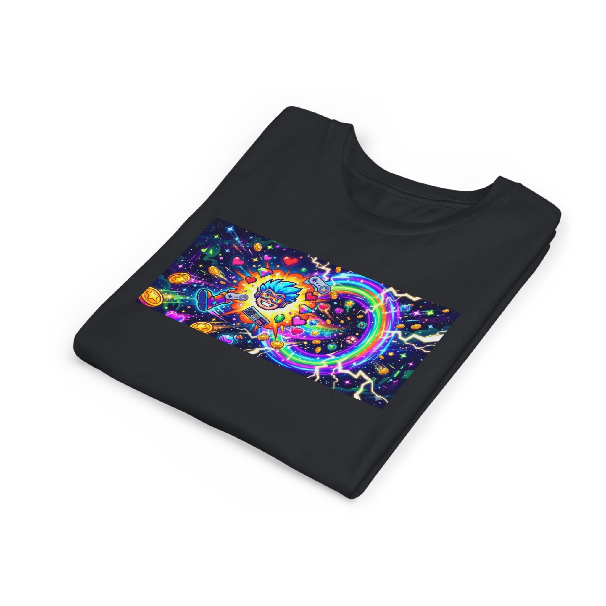 Kids Gaming Tee — Neon Rainbow Portal Gamer Shirt