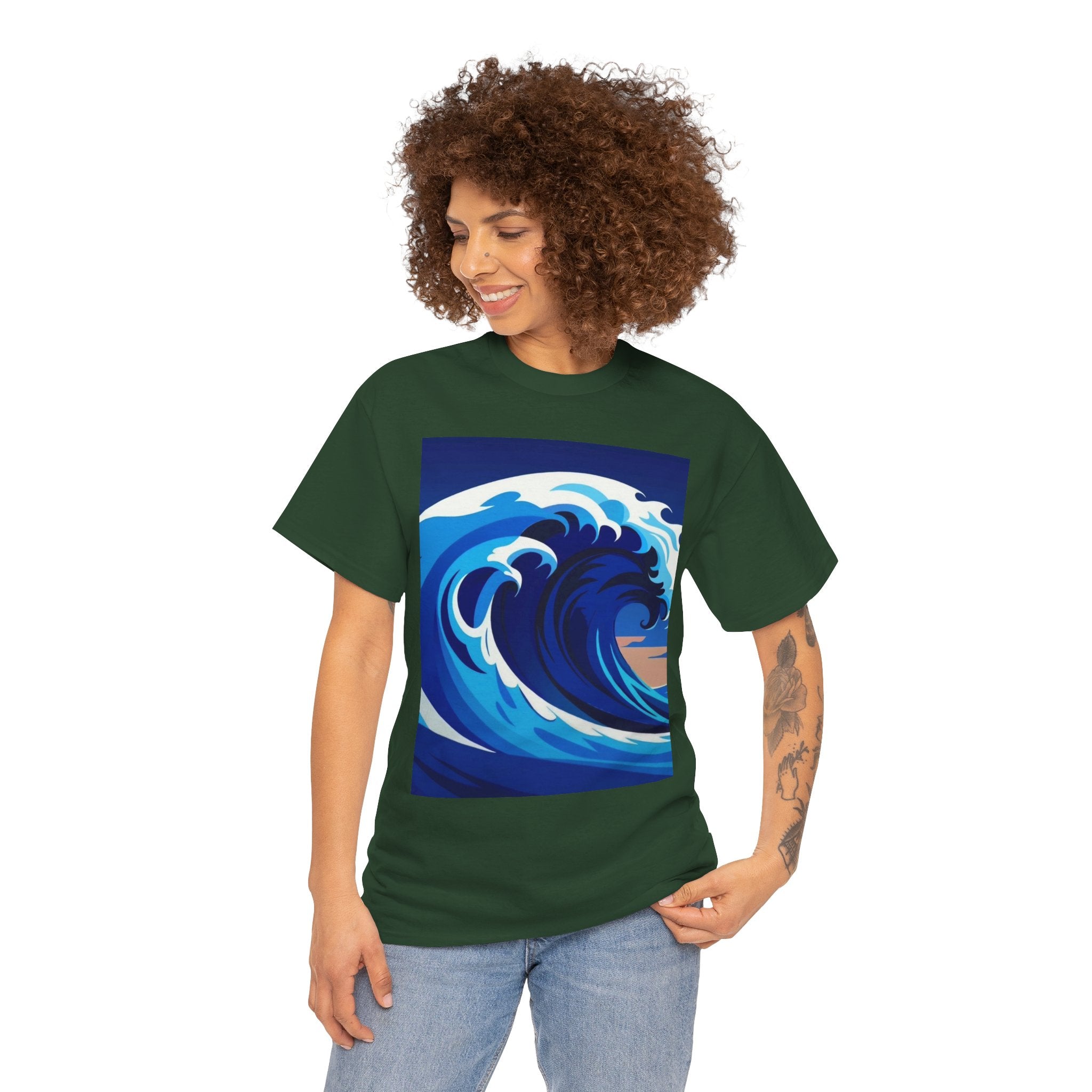 T-Shirt — Coastal Wave Graphic Tee (Ocean Sunset Wave Art)