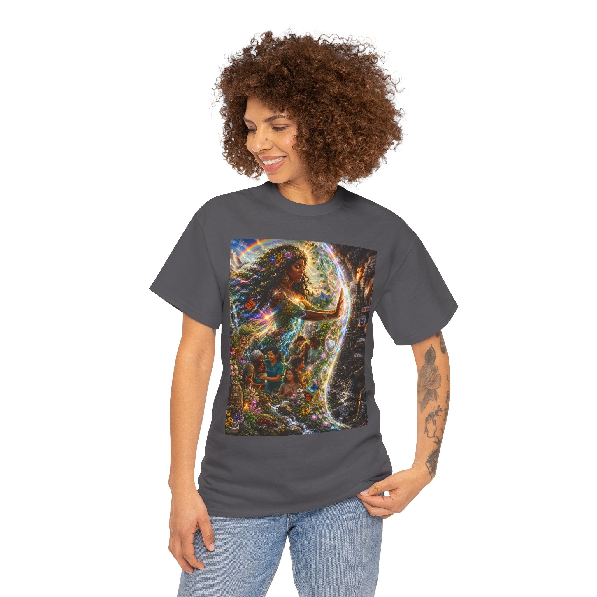 Cosmic Guardian Tee — Earth Mother Spiritual Graphic T-Shirt