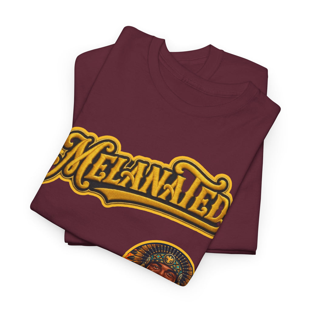Melanated 19 Graphic Tee — Retro Script Logo & Gold Number Baseball Shirt