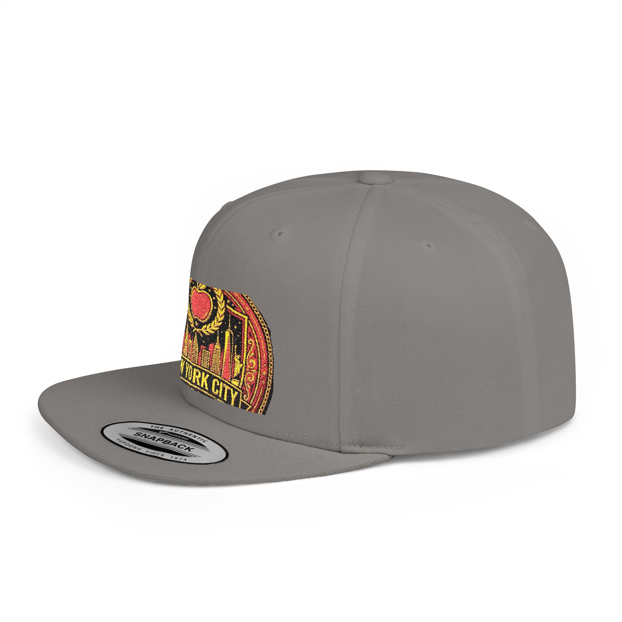 New York City Flat Bill Snapback Hat – Retro Skyline Patch Cap