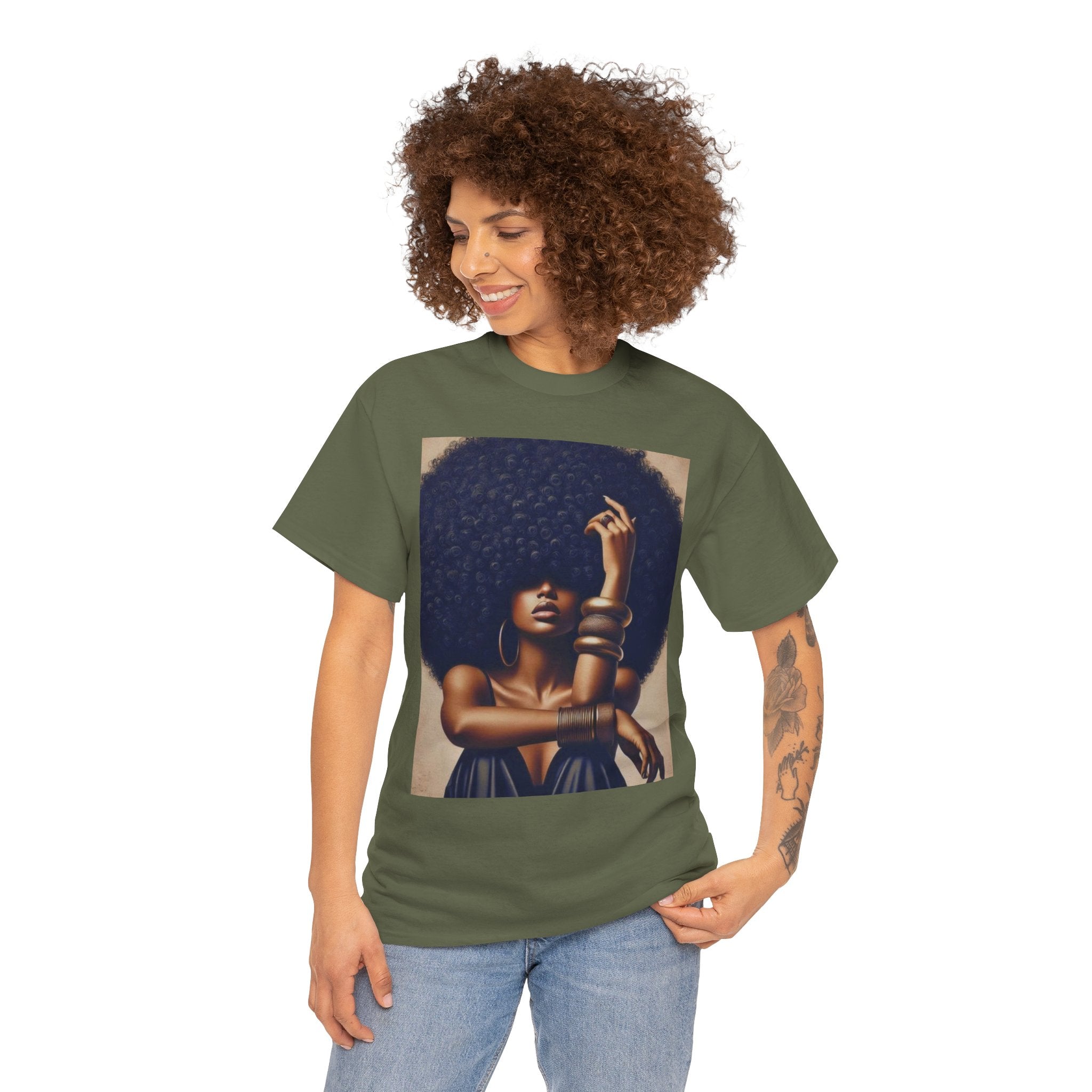 Afro Goddess Portrait Tee — Empowerment Graphic T-Shirt
