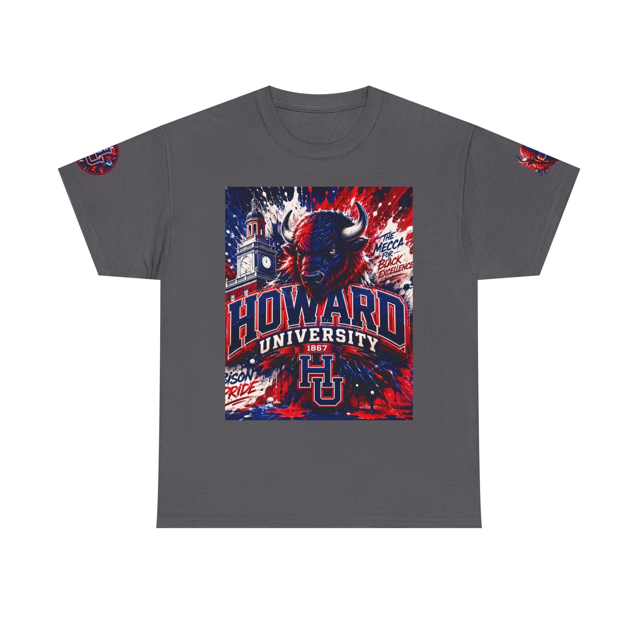 Howard University Buffalo Spirit Tee — HU Bison Red & Blue Campus Shirt