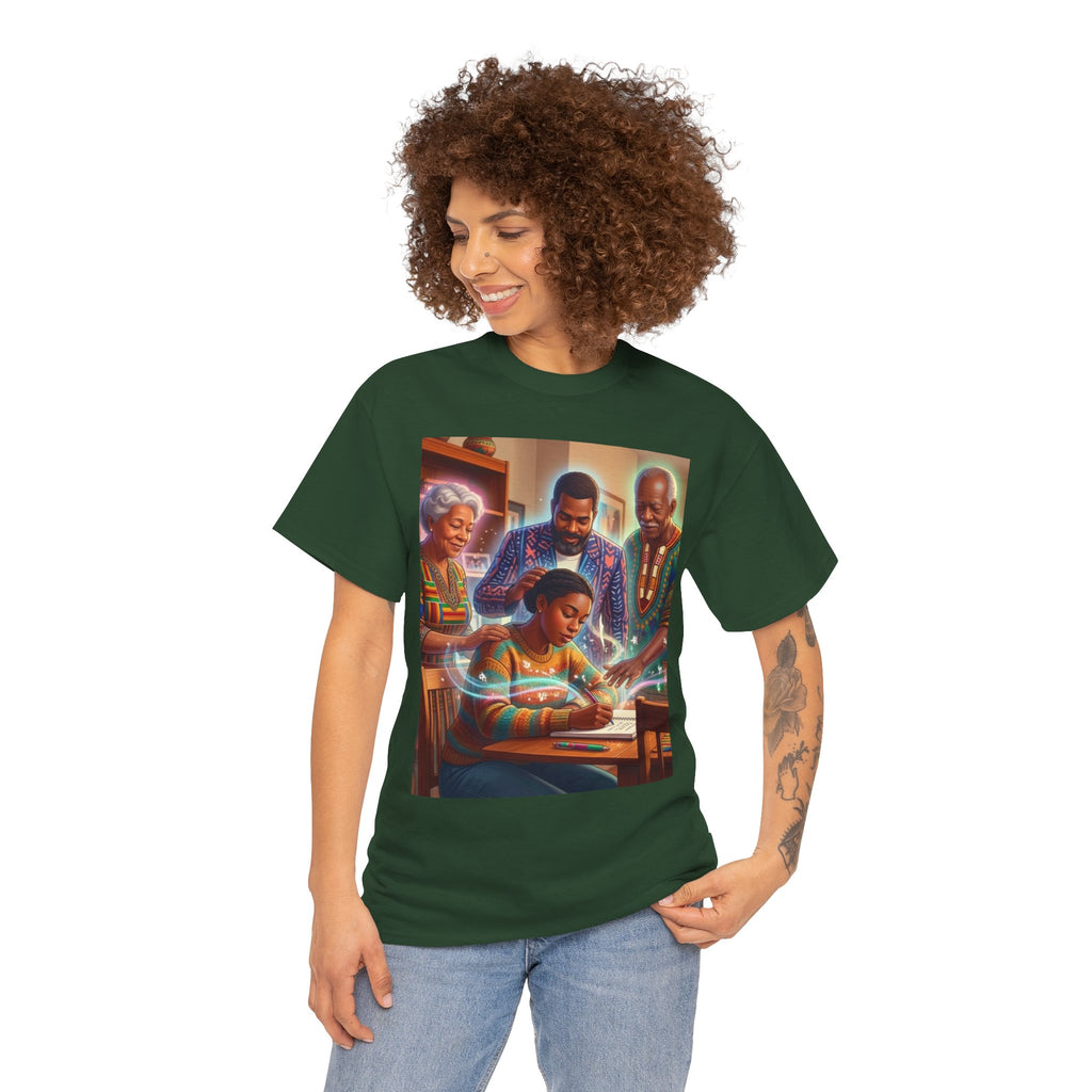 Black Family Study Night T-Shirt — Inspirational Afrofuturist Classroom Artwork