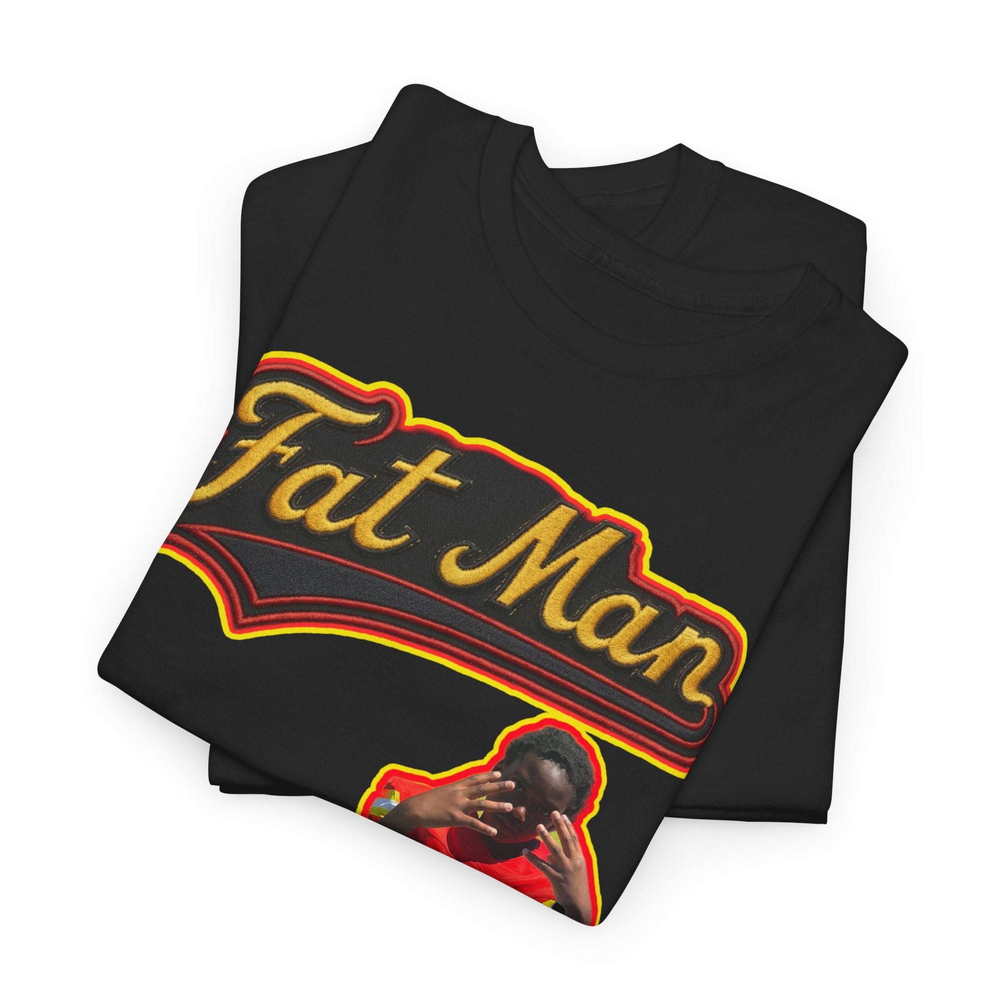 Fat Man Graphic Tee — Retro Boxing Design with '10' Back Patch