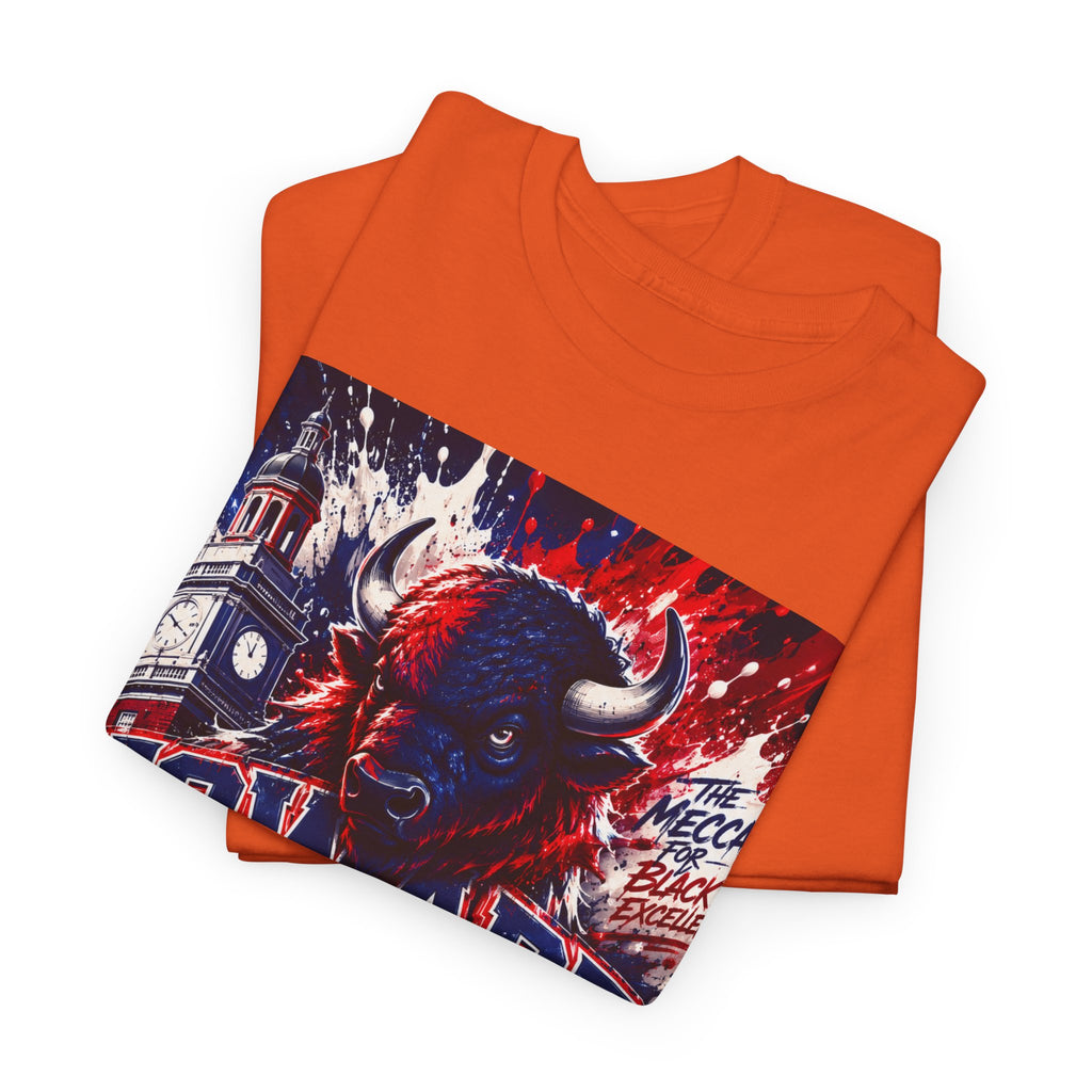 Howard University Buffalo Spirit Tee — HU Bison Red & Blue Campus Shirt