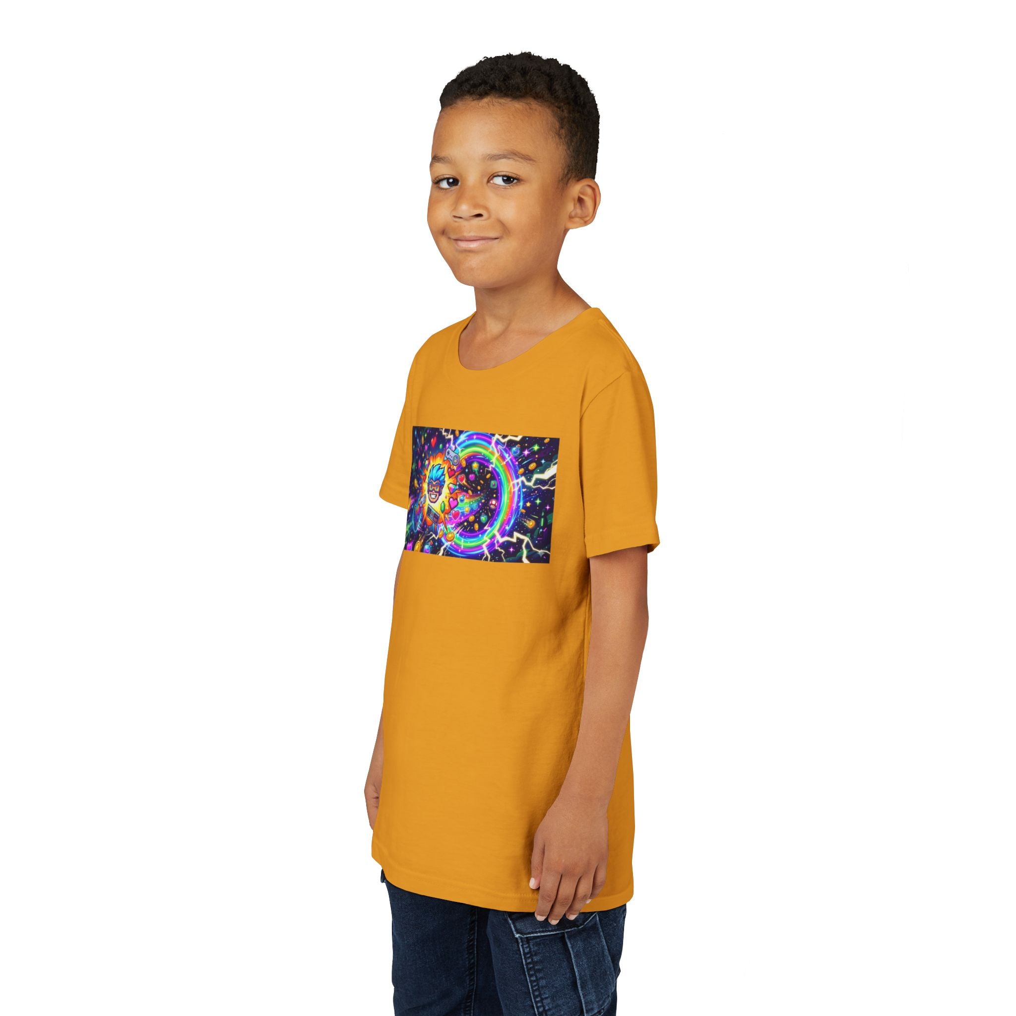 Kids Gaming Tee — Neon Rainbow Portal Gamer Shirt