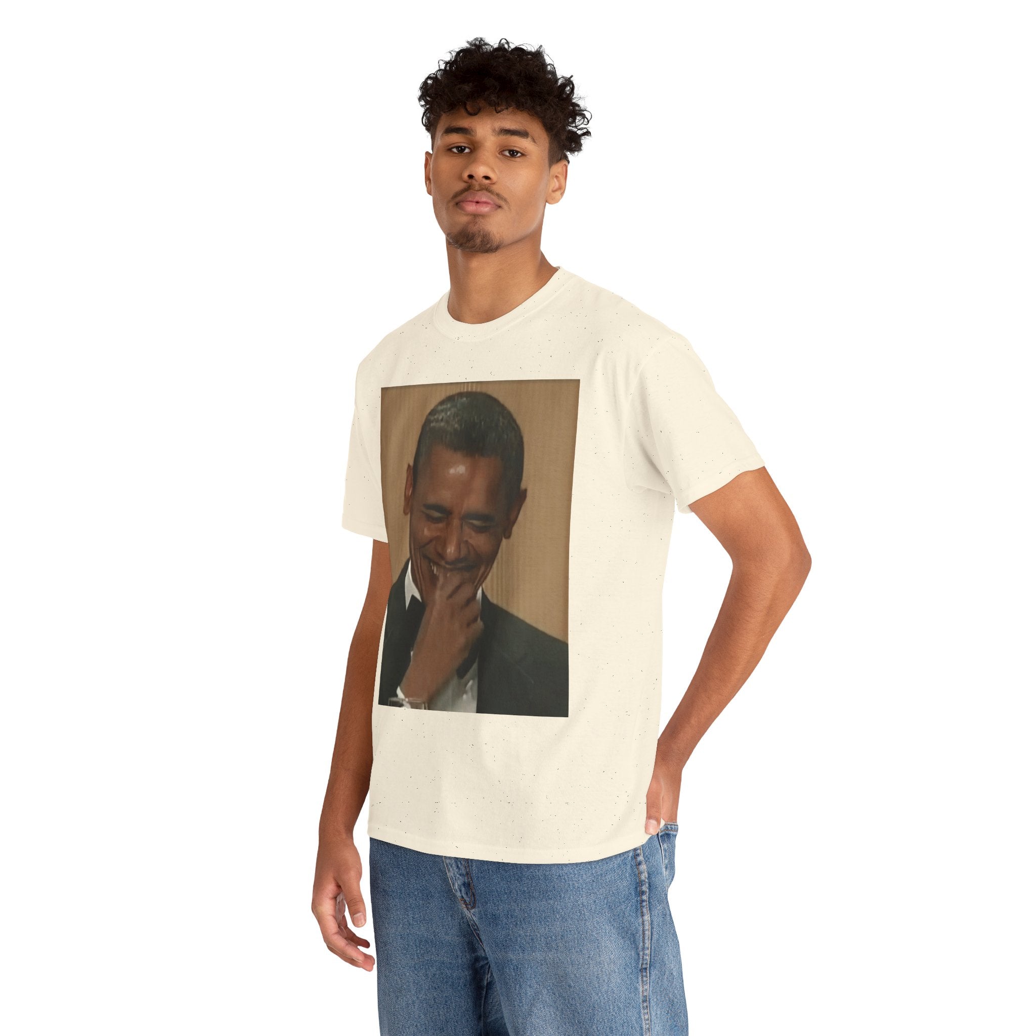 Laughing President Photo Tee — Vintage Smile Graphic T-Shirt